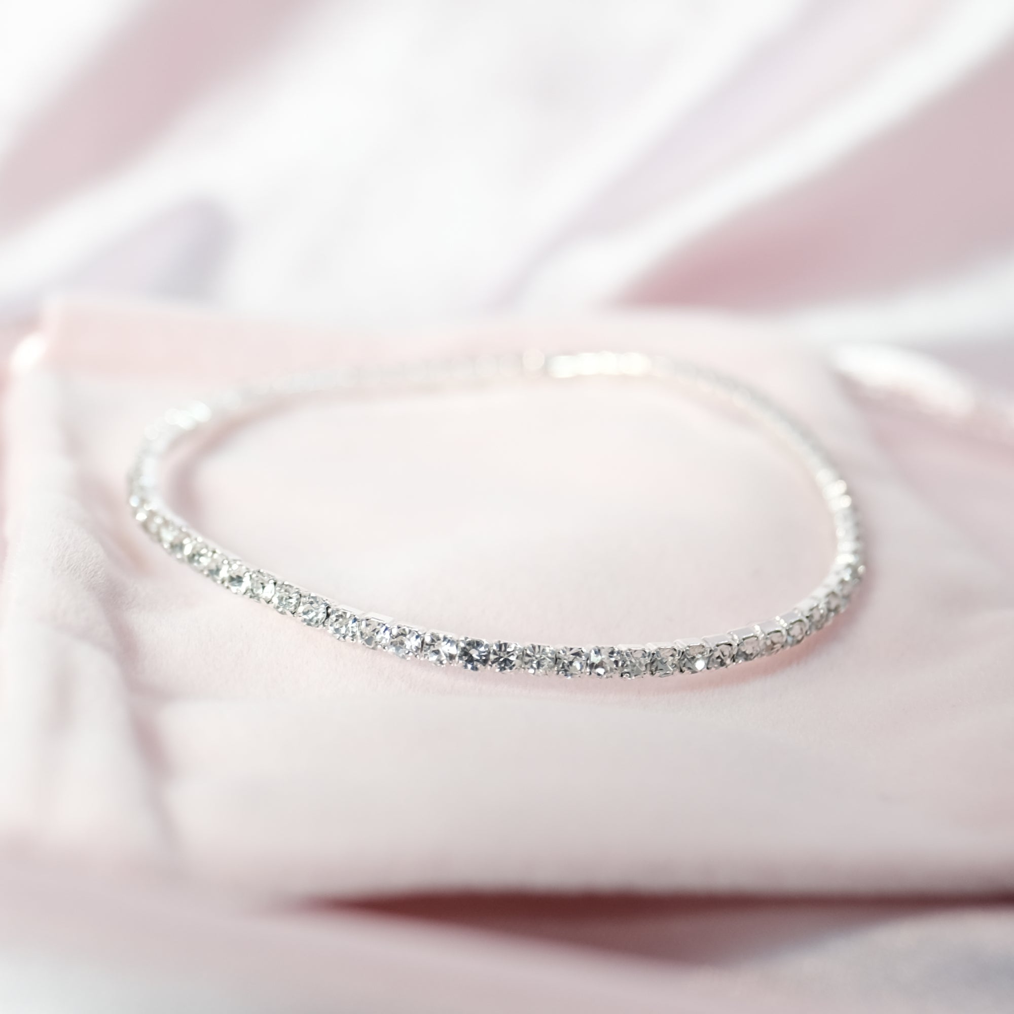 MOKMOK JEWELRY Valentine Dainty Sparkling Elastic Tennis Bracelet - Free Size
