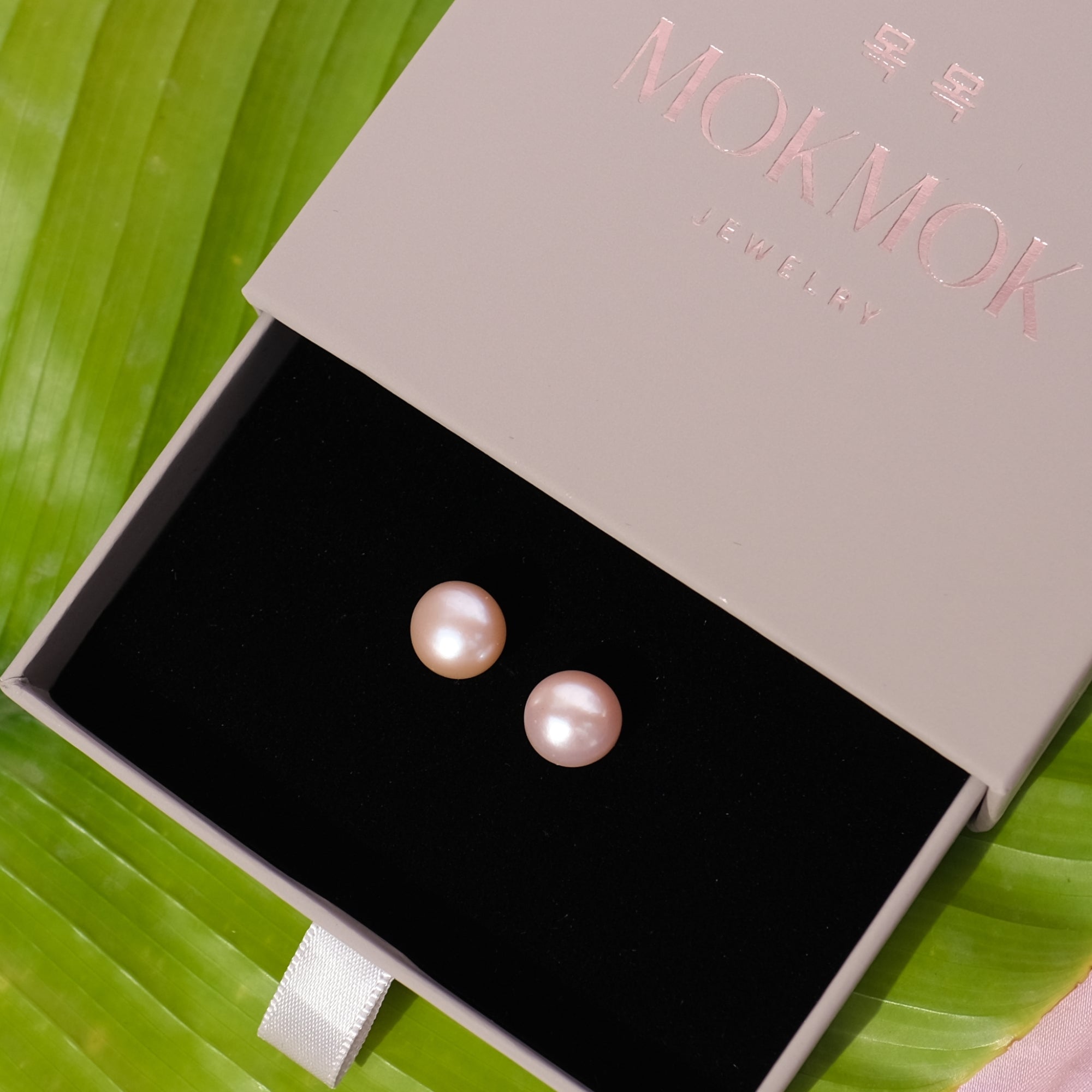 MOKMOK JEWELRY Sakura Pink Natural 10mm Freshwater Pearl Stud 6A grade - on 100% 925 Sterling Silver posts