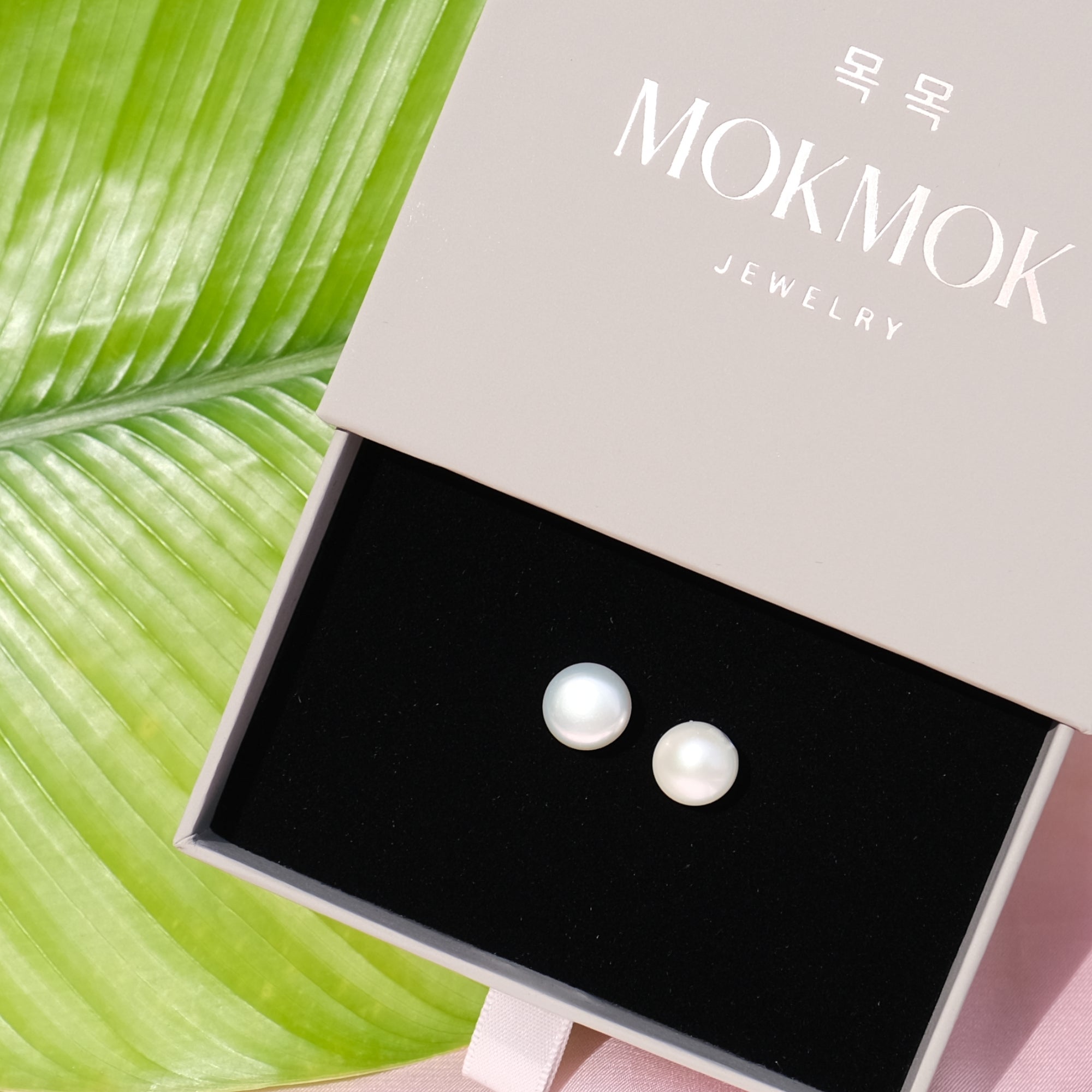 MOKMOK JEWELRY White Natural 10mm Freshwater Pearl Stud 6A grade - on 100% 925 Sterling Silver posts