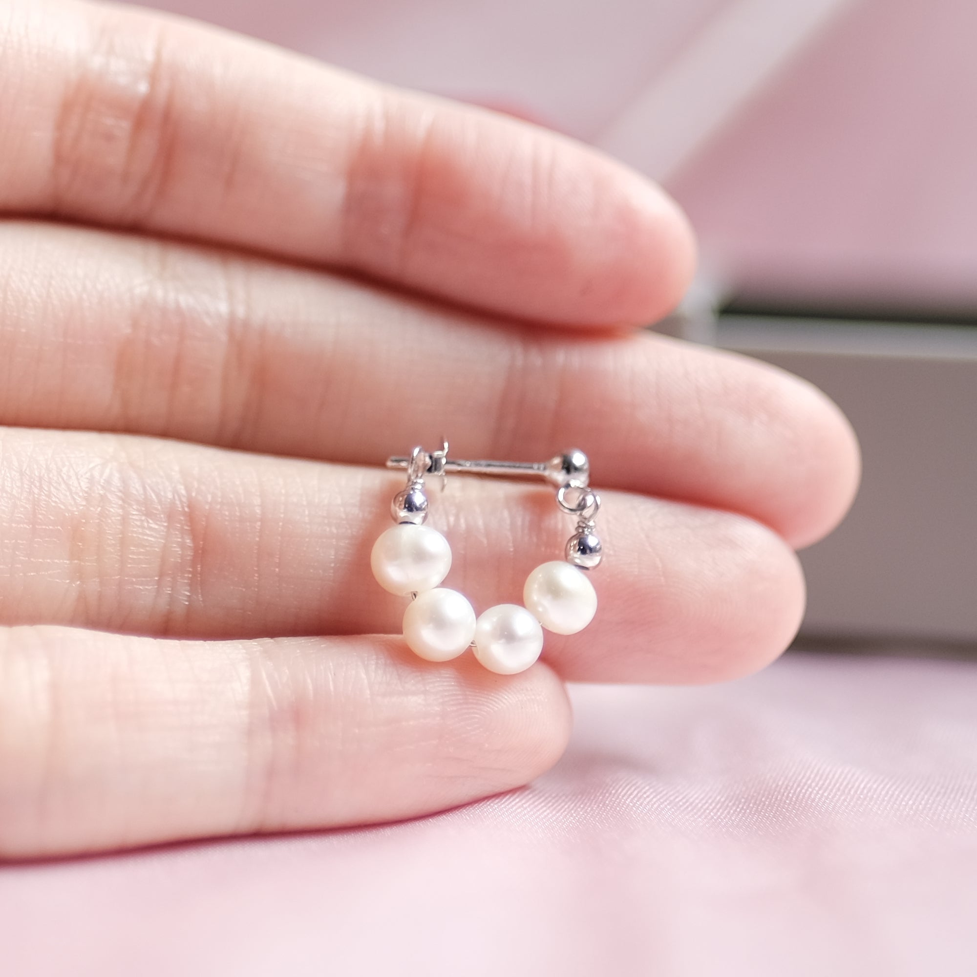 MOKMOK JEWELRY 100% 925 Sterling Silver Freshwater Pearl Elegant Earrings