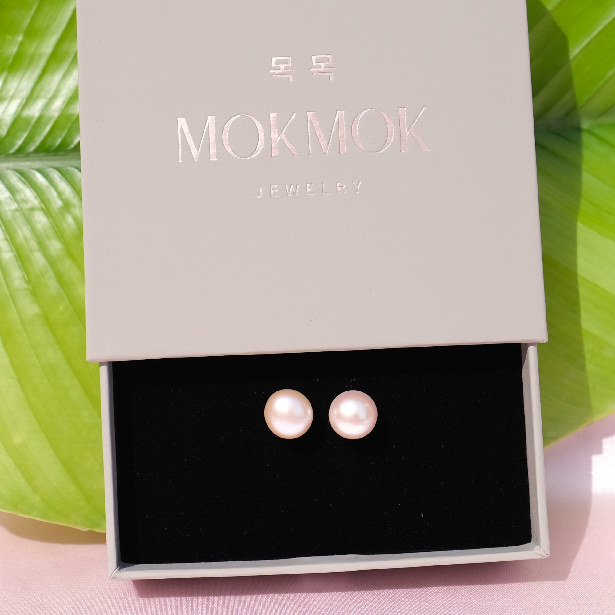 MOKMOK JEWELRY Sakura Pink Natural 10mm Freshwater Pearl Stud 6A grade - on 100% 925 Sterling Silver posts