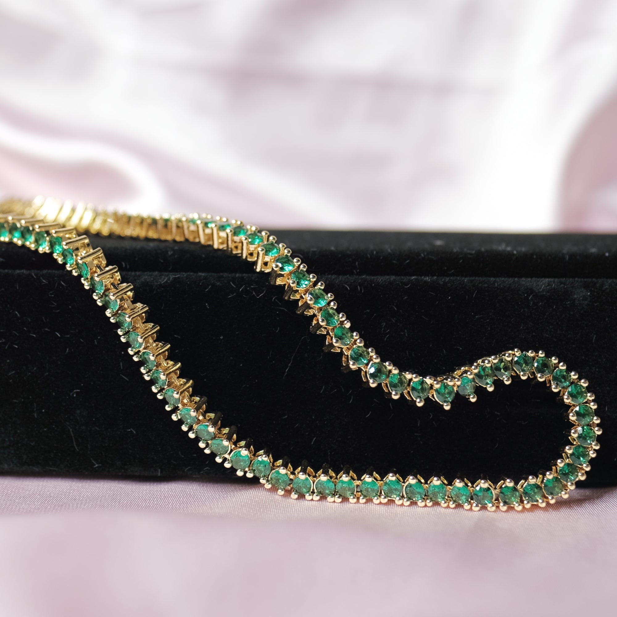 MOKMOK JEWELRY Luxury Sparkling Diamond Emerald Tennis Necklace - 5A grade zircon - 2.5mm 3 Prong