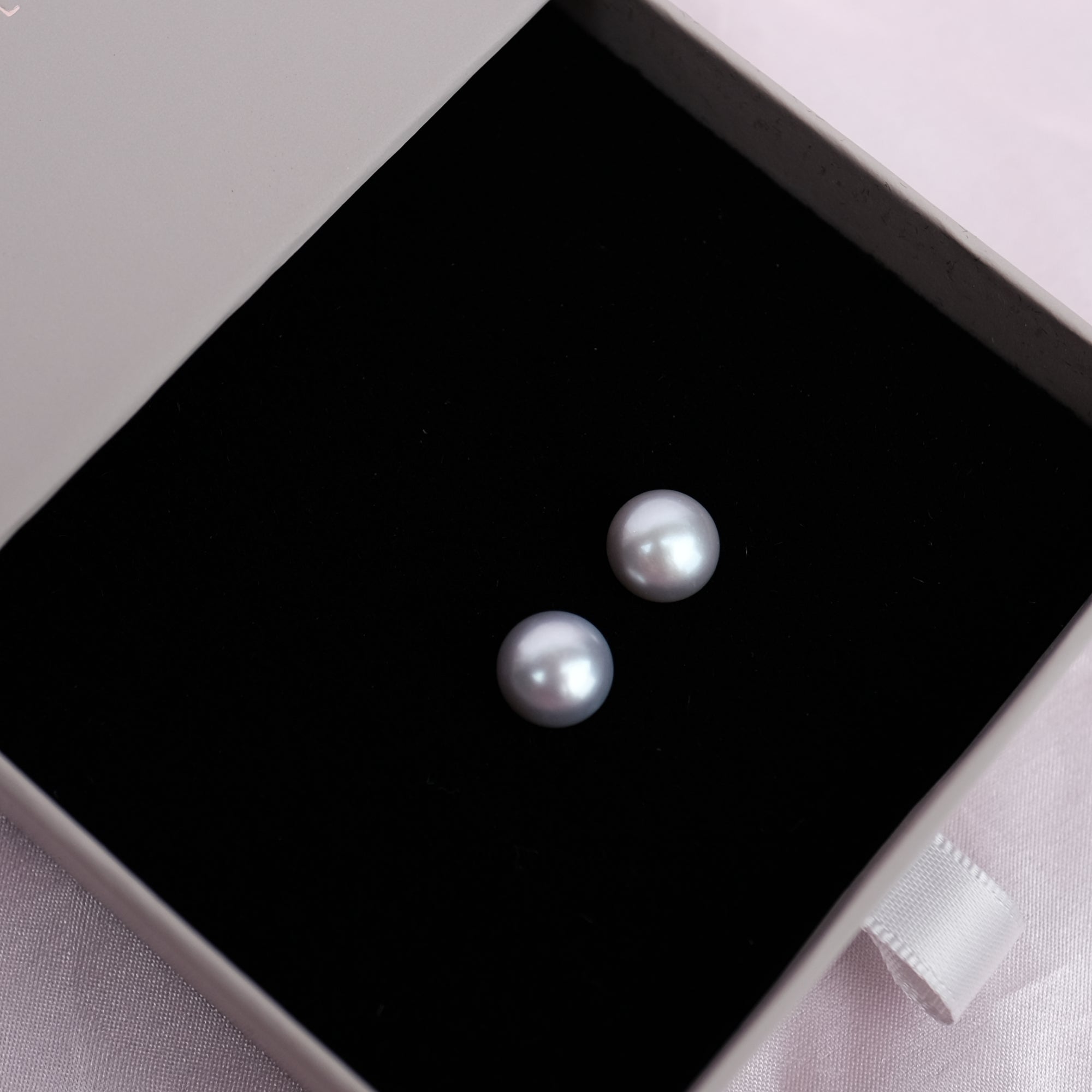 MOKMOK JEWELRY Perfect Snowy Blue Natural 10mm Freshwater Pearls 6A grade - on 100% 925 Sterling Silver posts