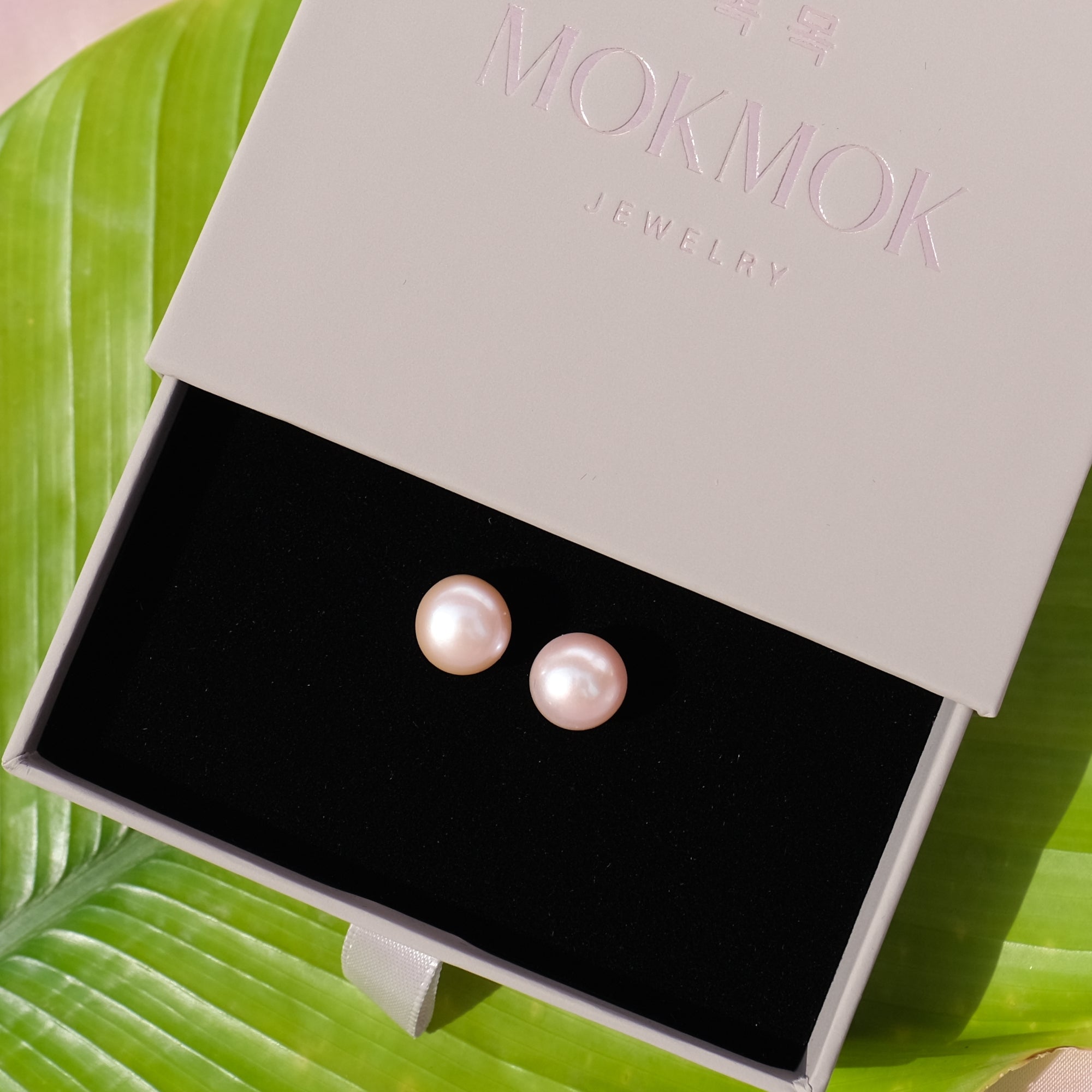 MOKMOK JEWELRY Sakura Pink Natural 10mm Freshwater Pearl Stud 6A grade - on 100% 925 Sterling Silver posts
