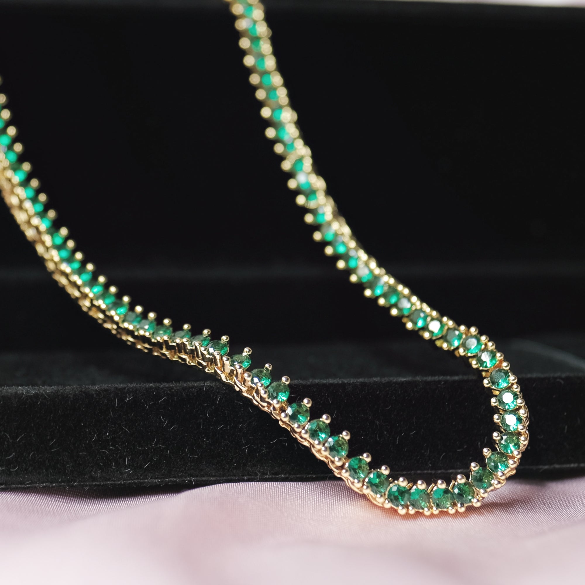 MOKMOK JEWELRY Luxury Sparkling Diamond Emerald Tennis Necklace - 5A grade zircon - 2.5mm 3 Prong