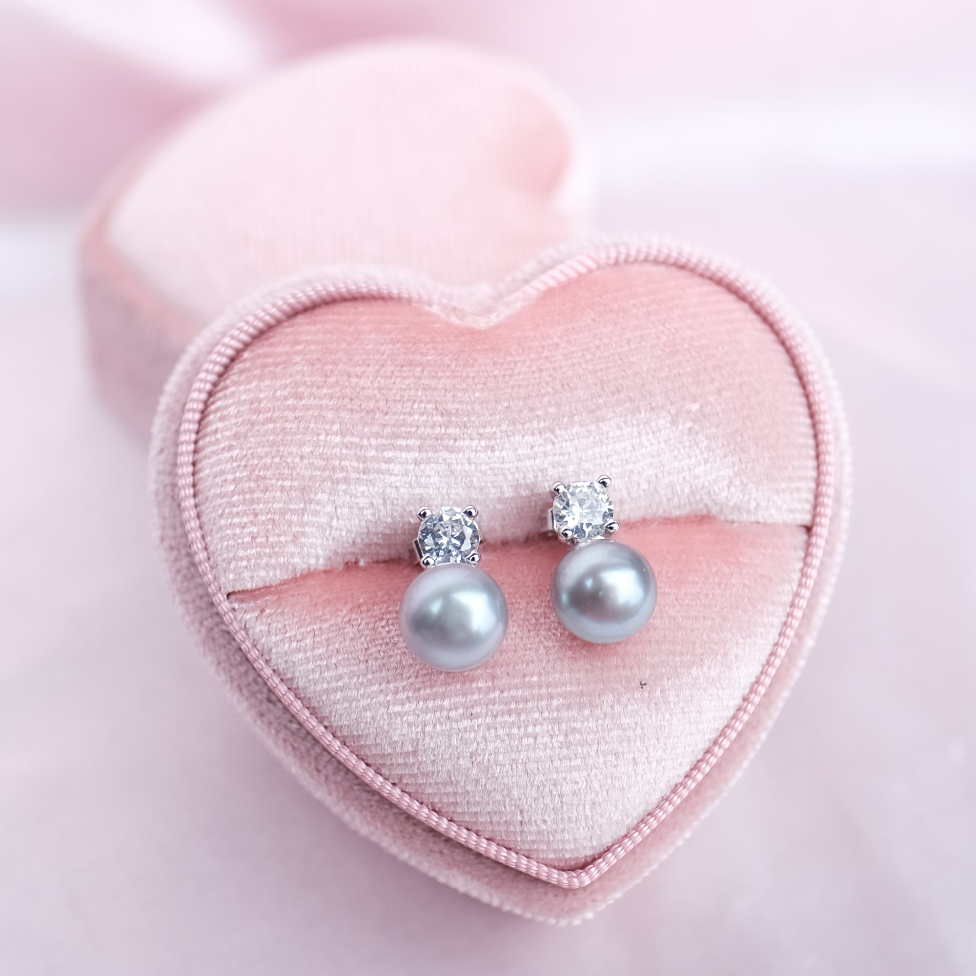 MOKMOK JEWELRY Perfect Snowy Blue Natural 10mm Freshwater Pearls 6A grade - on 100% 925 Sterling Silver posts