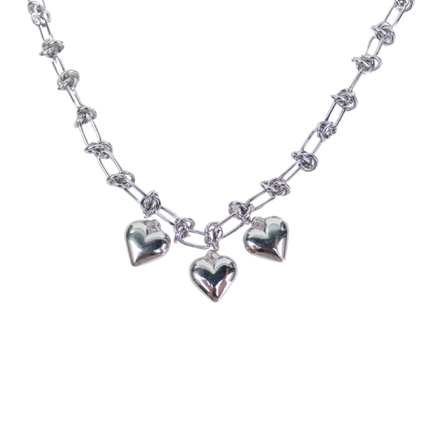 Vintage 3-hearts charm necklace