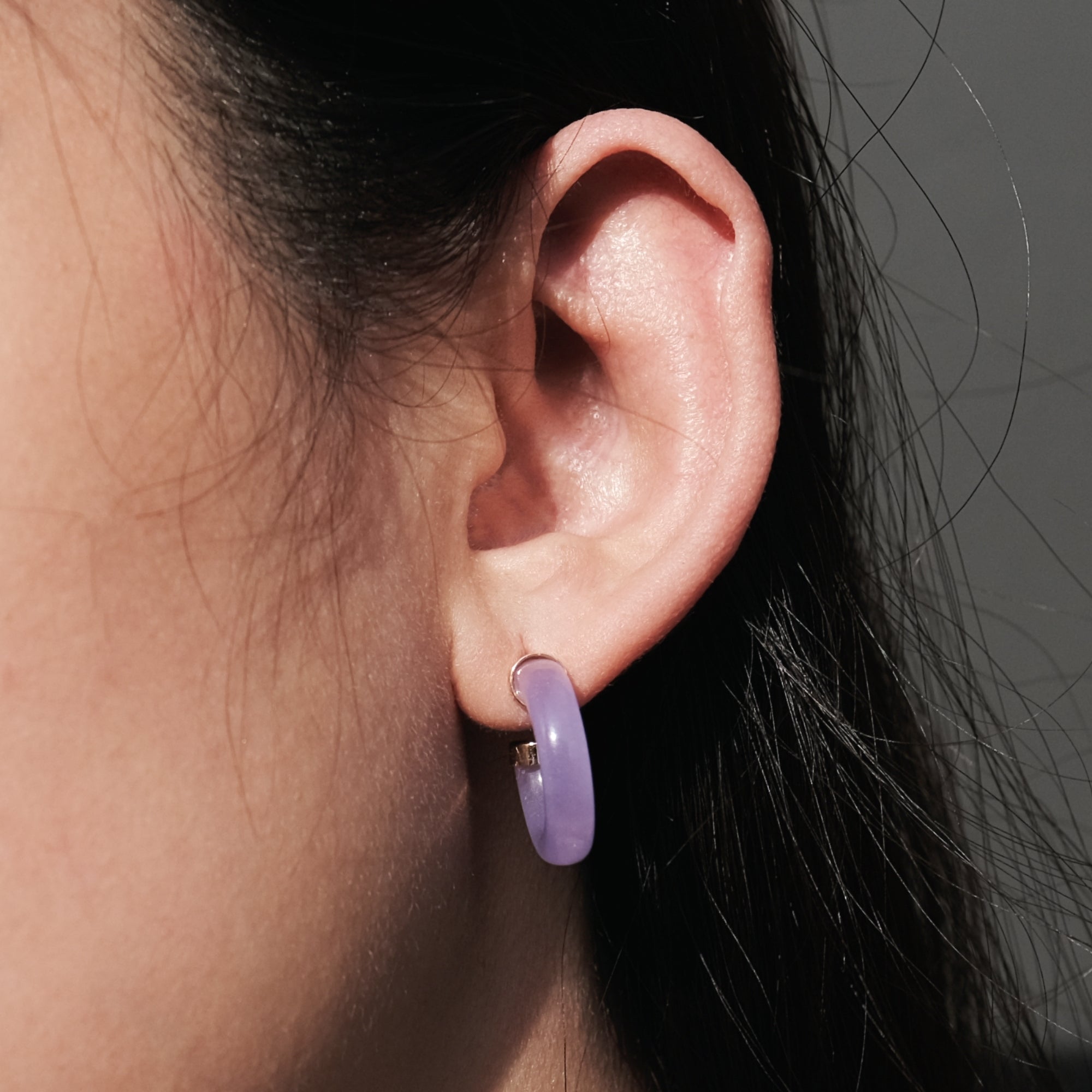 18k Gold Lavender jade earrings