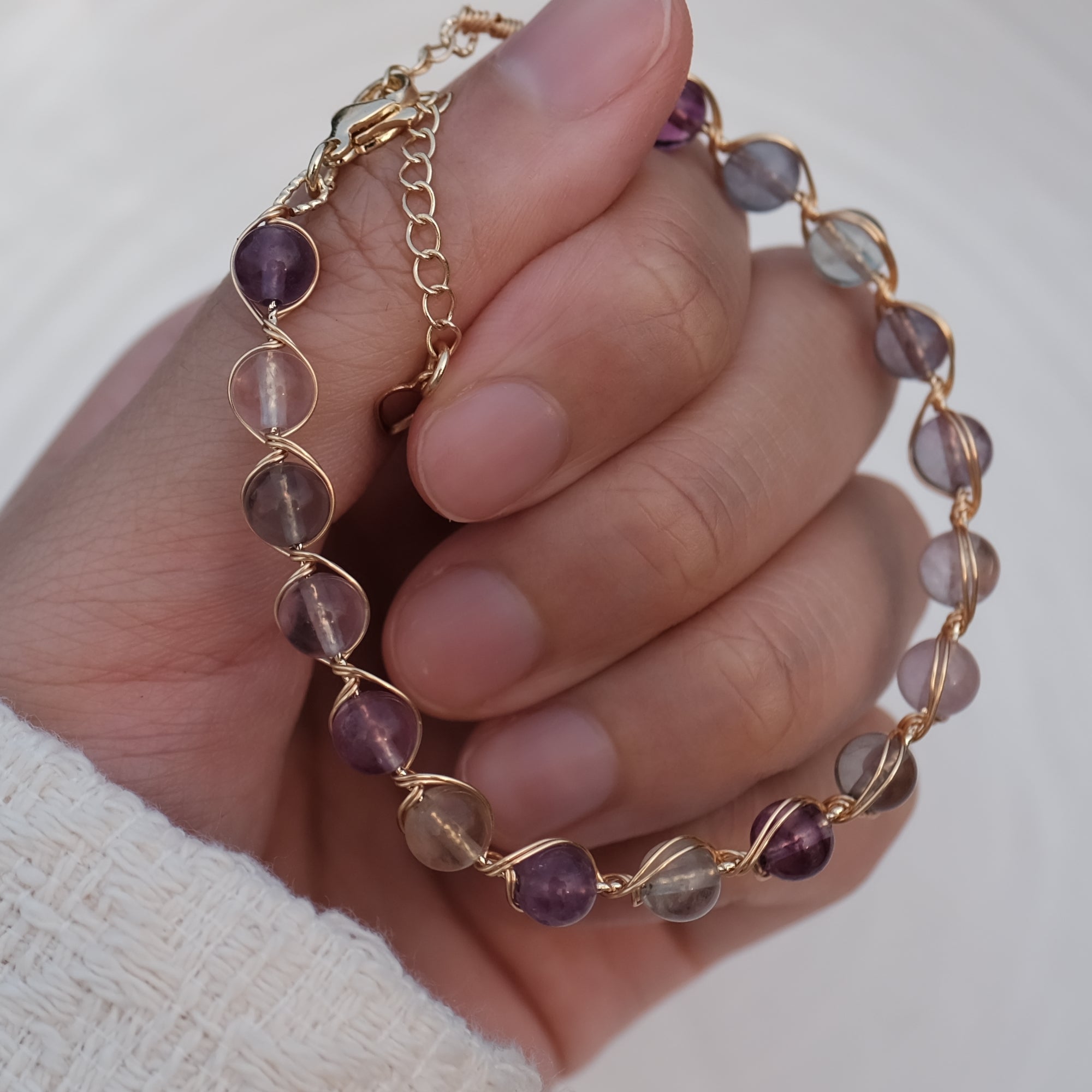 Amethyst Rainbow Fluoride Healing Crystal Bracelet