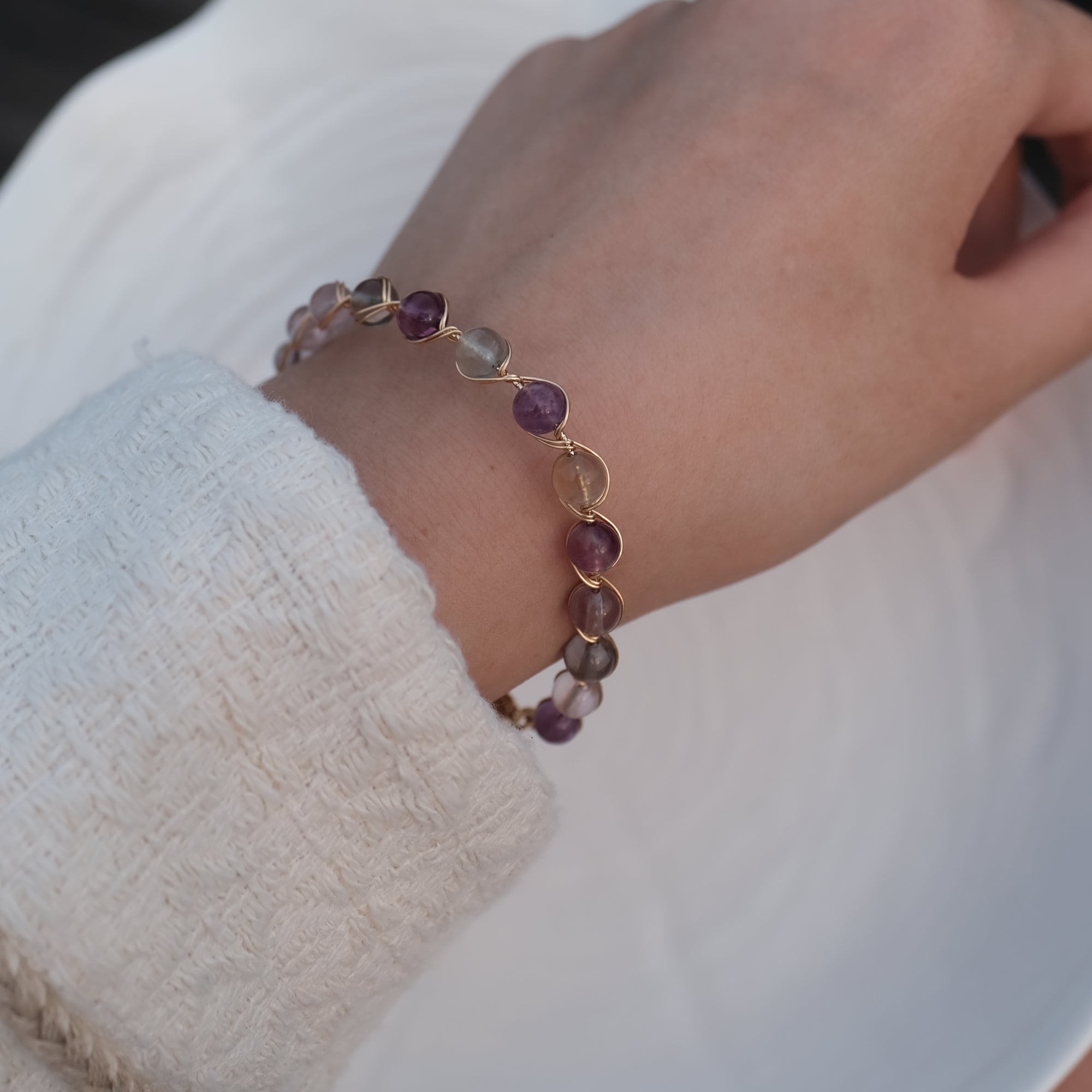 Amethyst Rainbow Fluoride Healing Crystal Bracelet