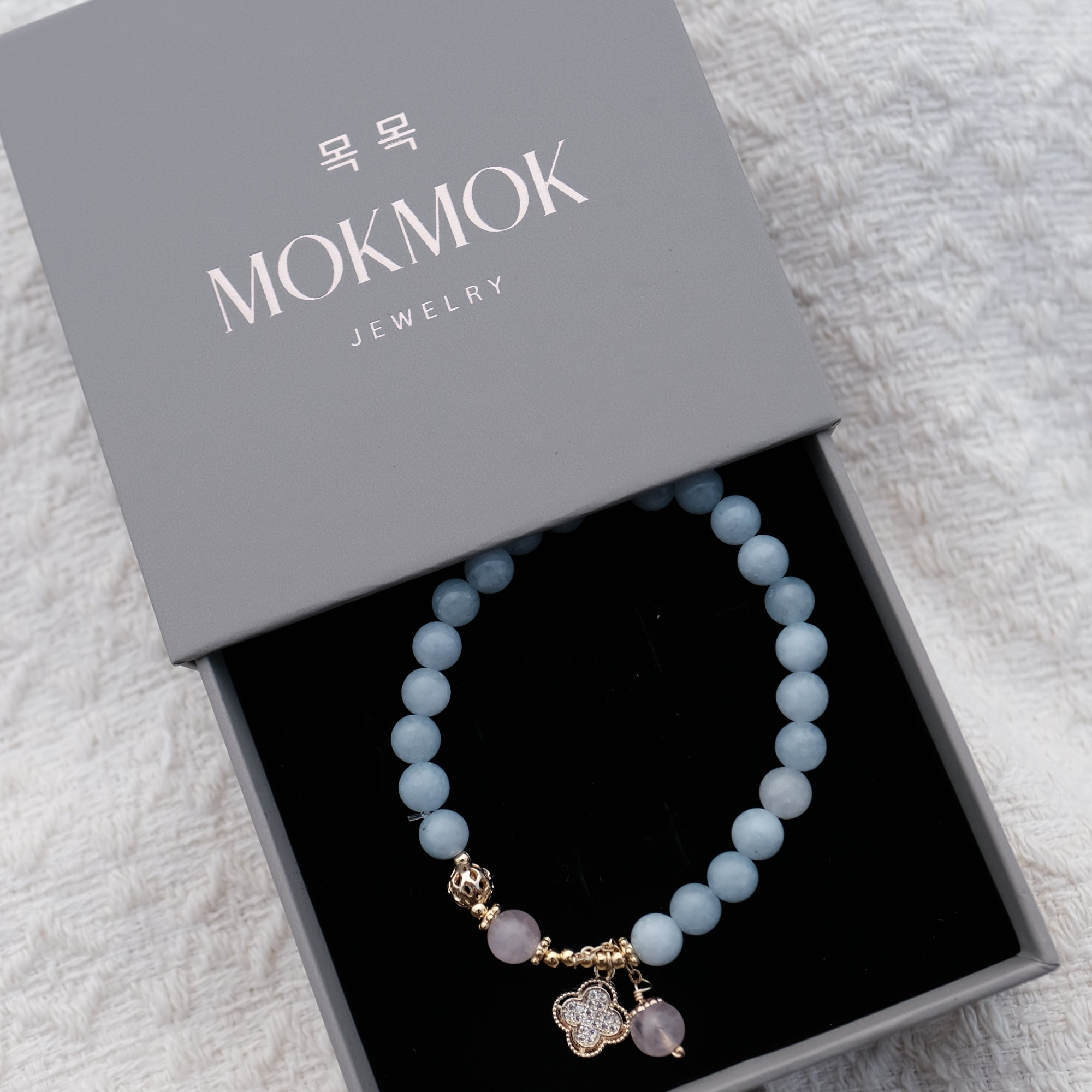 Aquamarine Tranquility Clover Crystal Bracelet