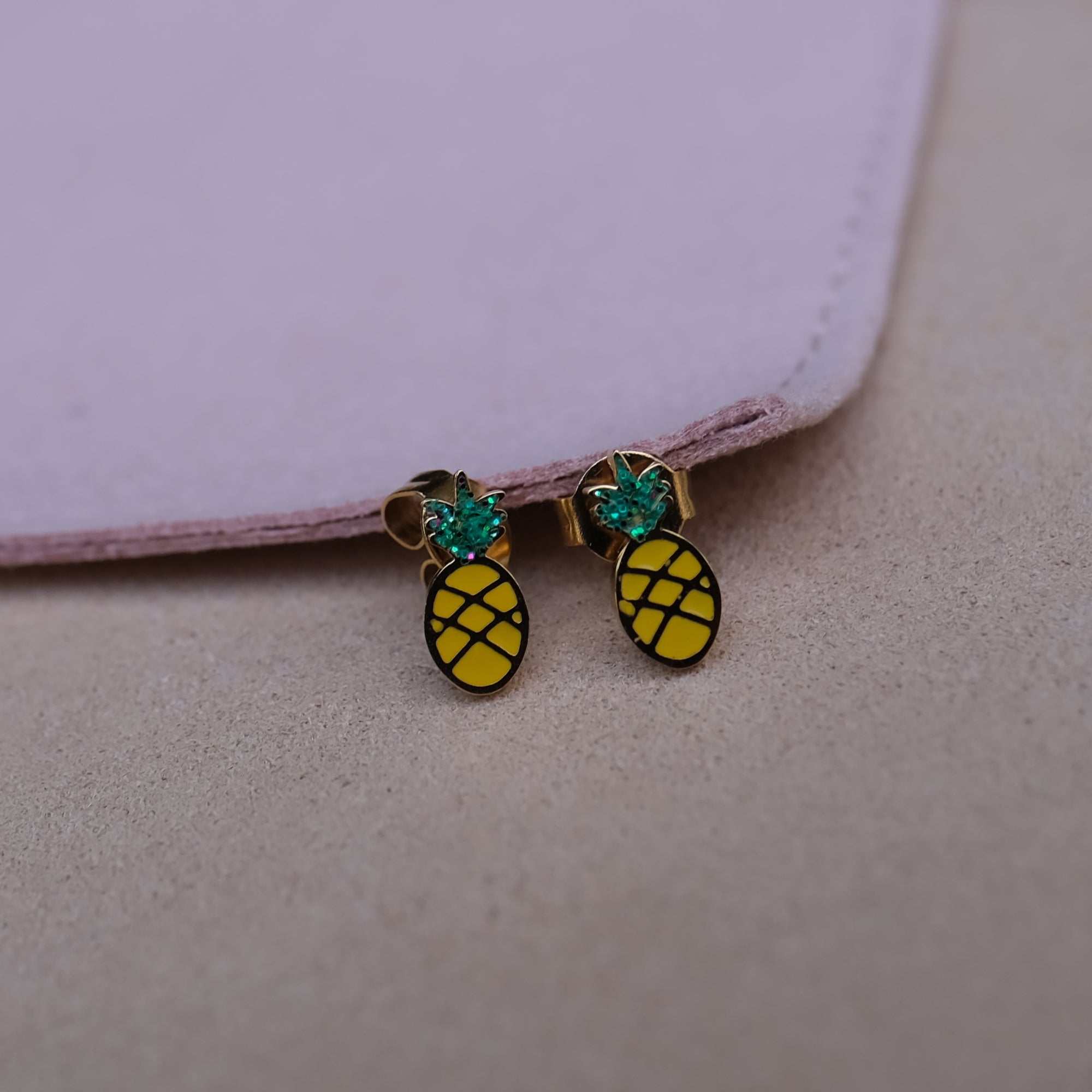 pineapple enamel earrings