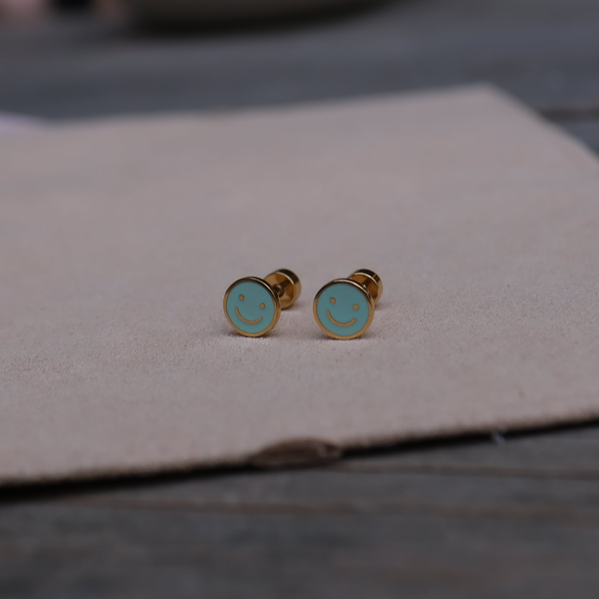 smiley enamel earrings