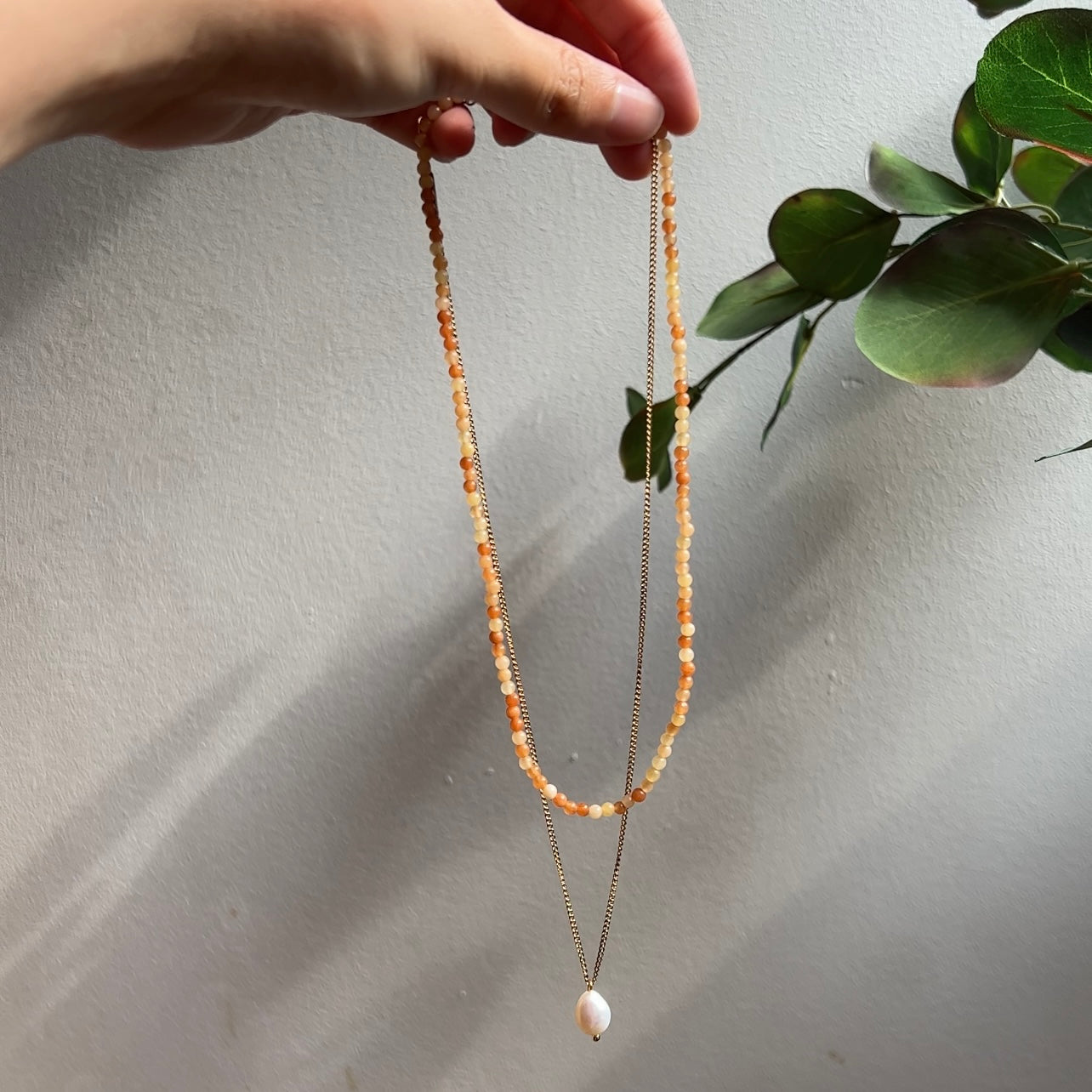 Crystal Pearl Necklace 2 in 1 Set