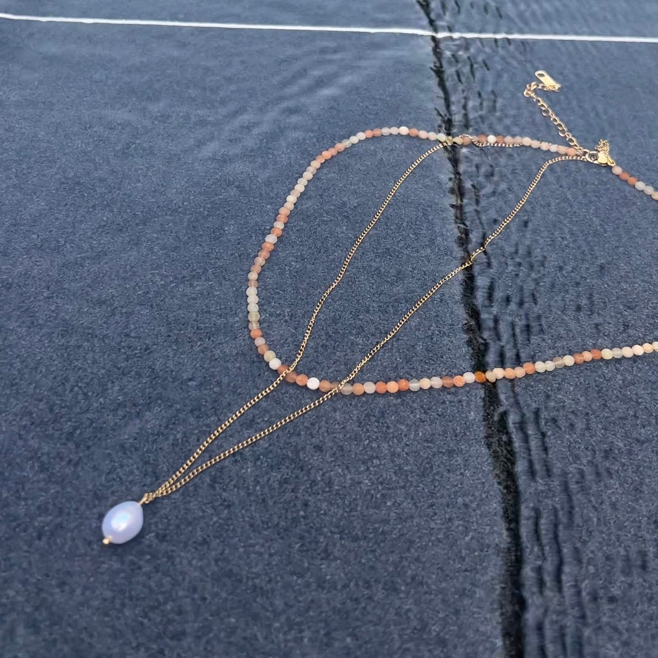 Crystal Pearl Necklace 2 in 1 Set