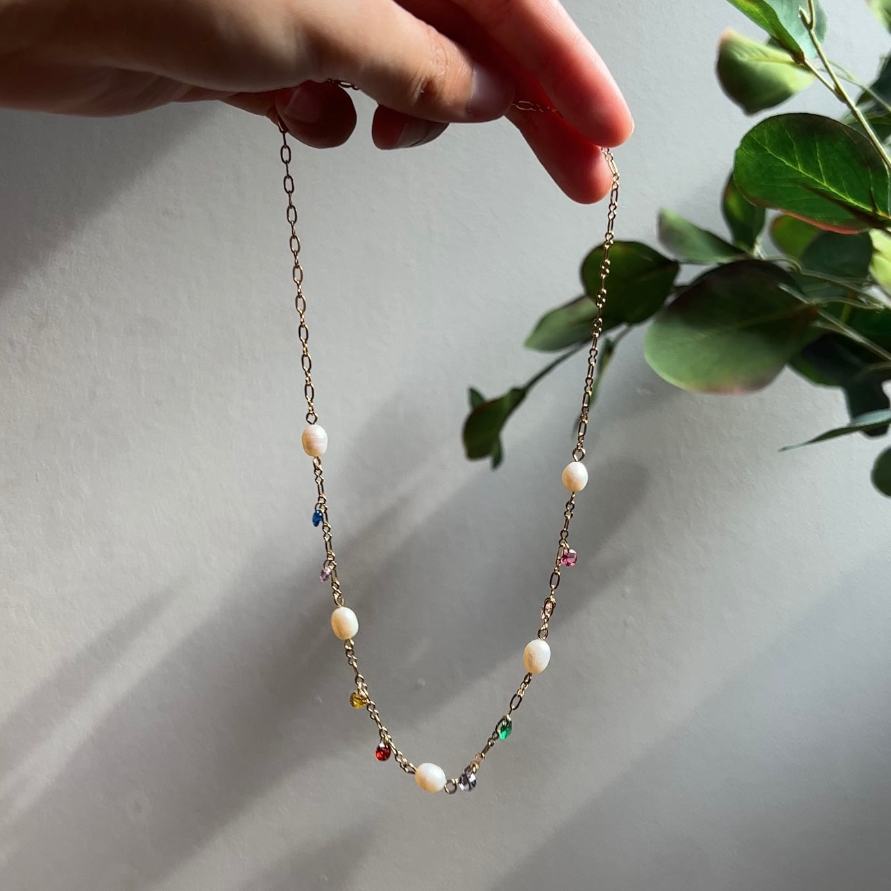 Pearl Rainbow Diamond Necklace