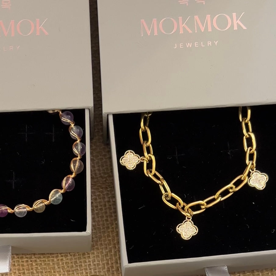 18K ゴールド メッキ ペーパークリップ チェーン チャーム ブレスレット