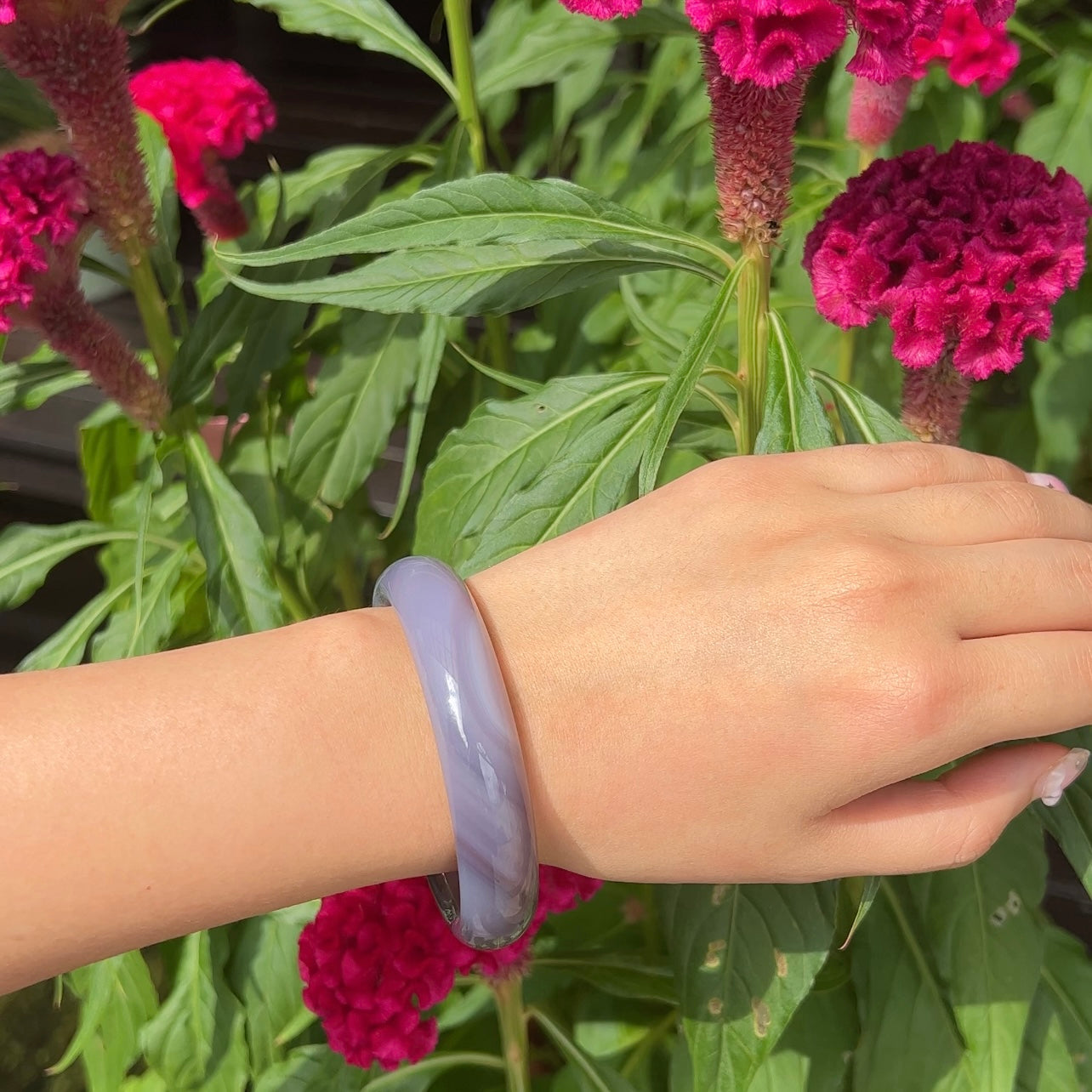 Lavender Purple Jade Bangle + Free jade ring
