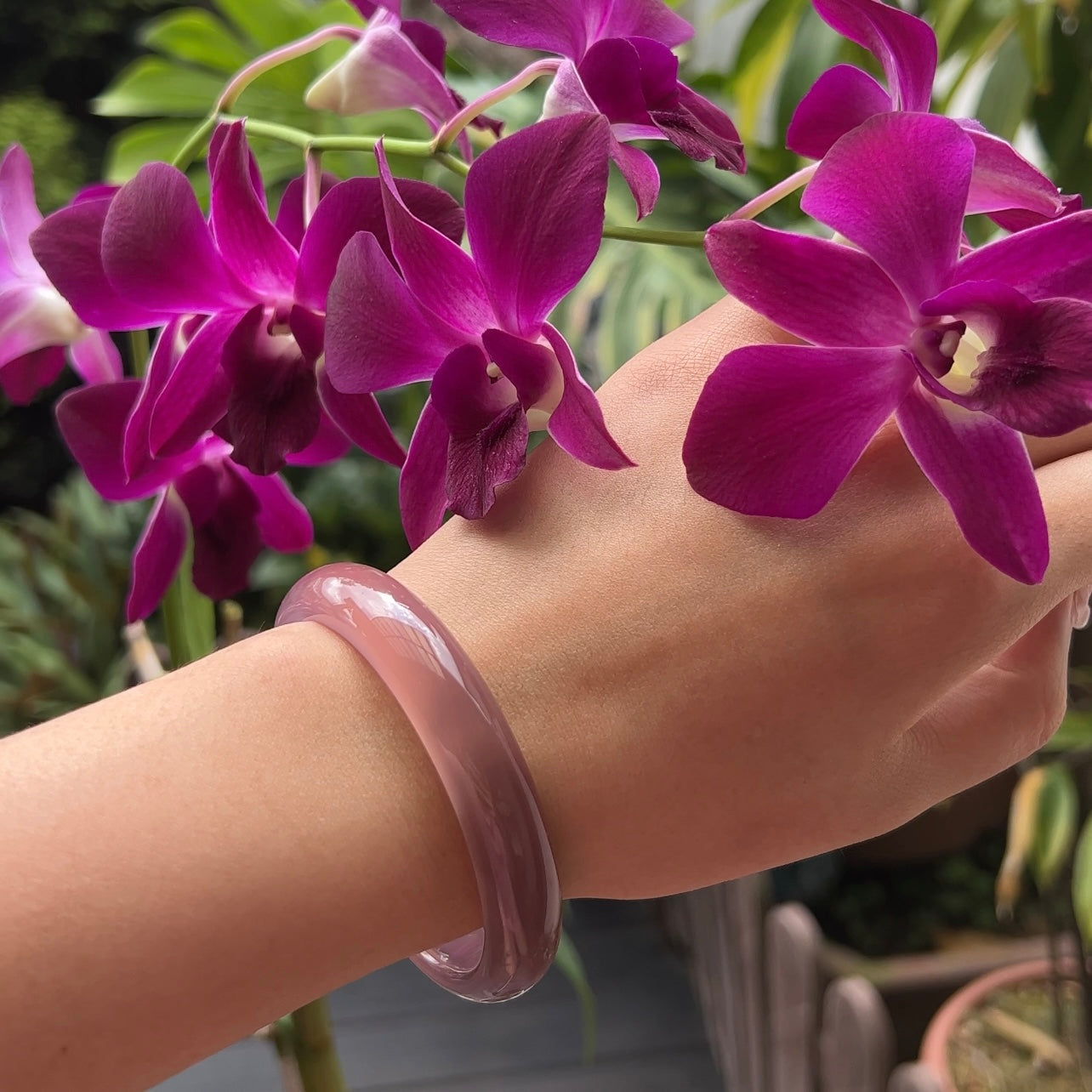 Lavender Purple Jade Bangle + Free jade ring