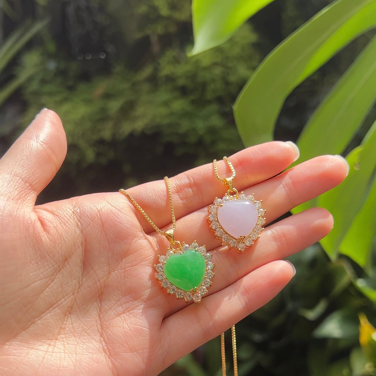 Purple Jade Heart Necklace