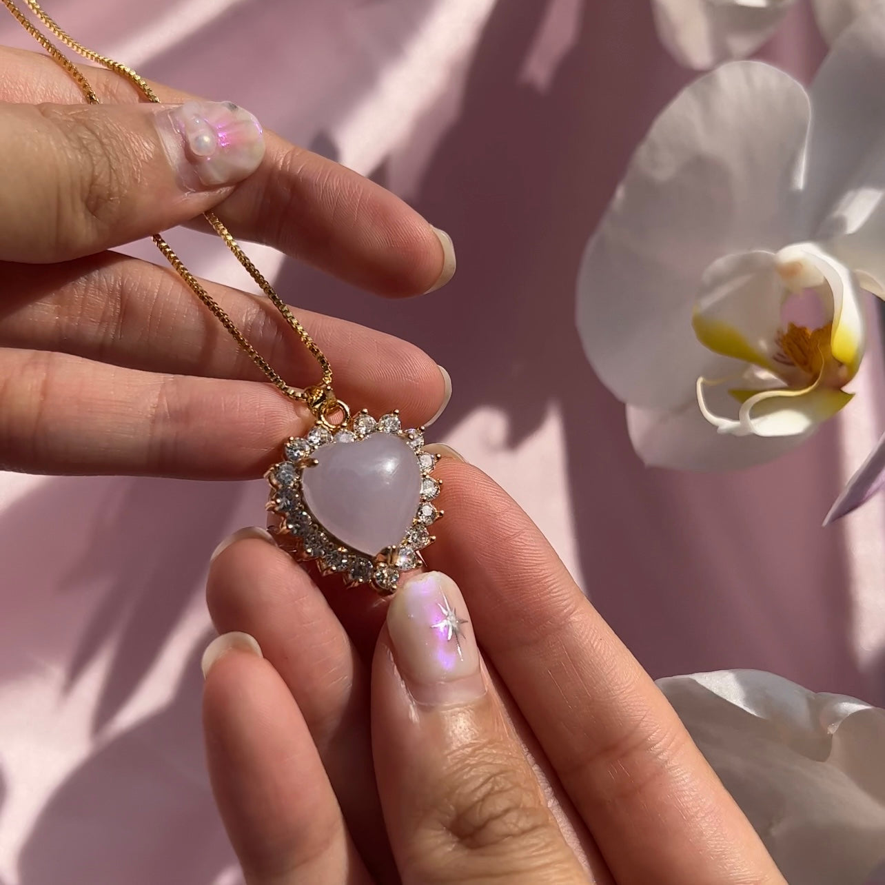 Purple Jade Heart Necklace