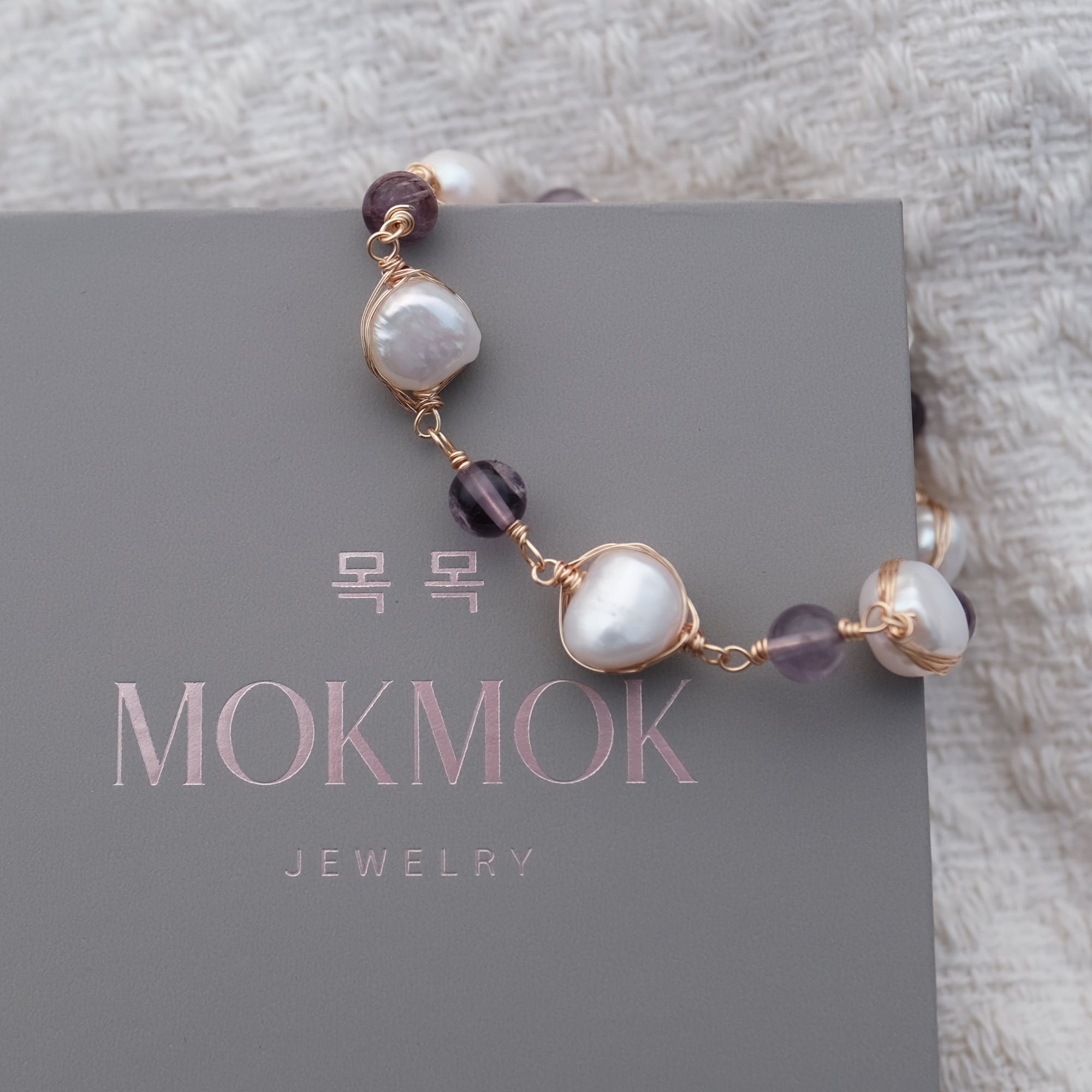 Freshwater Pearl and Amethyst Calming Crystal Bracelet