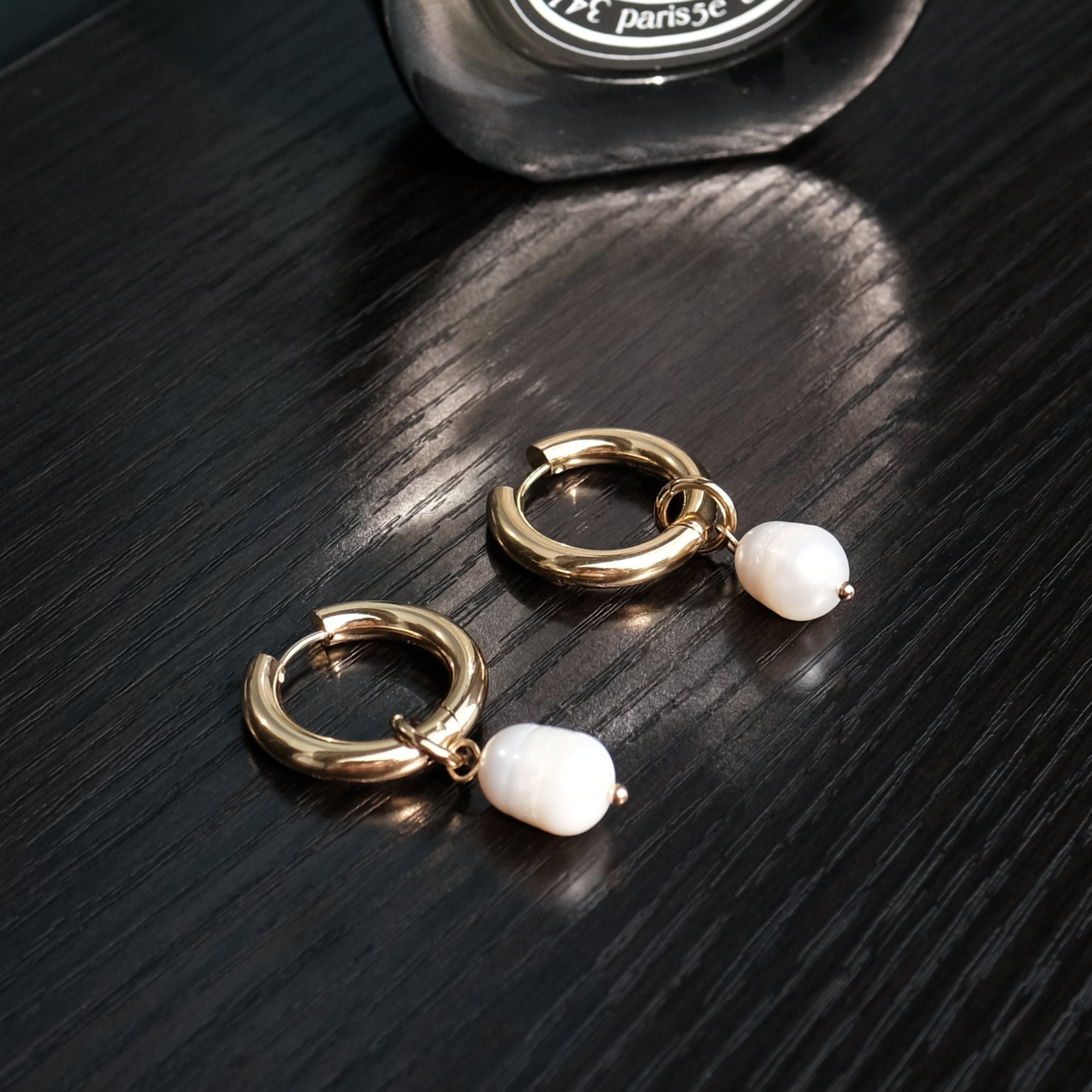 Baroque Pearl Gold Hoop Earrings