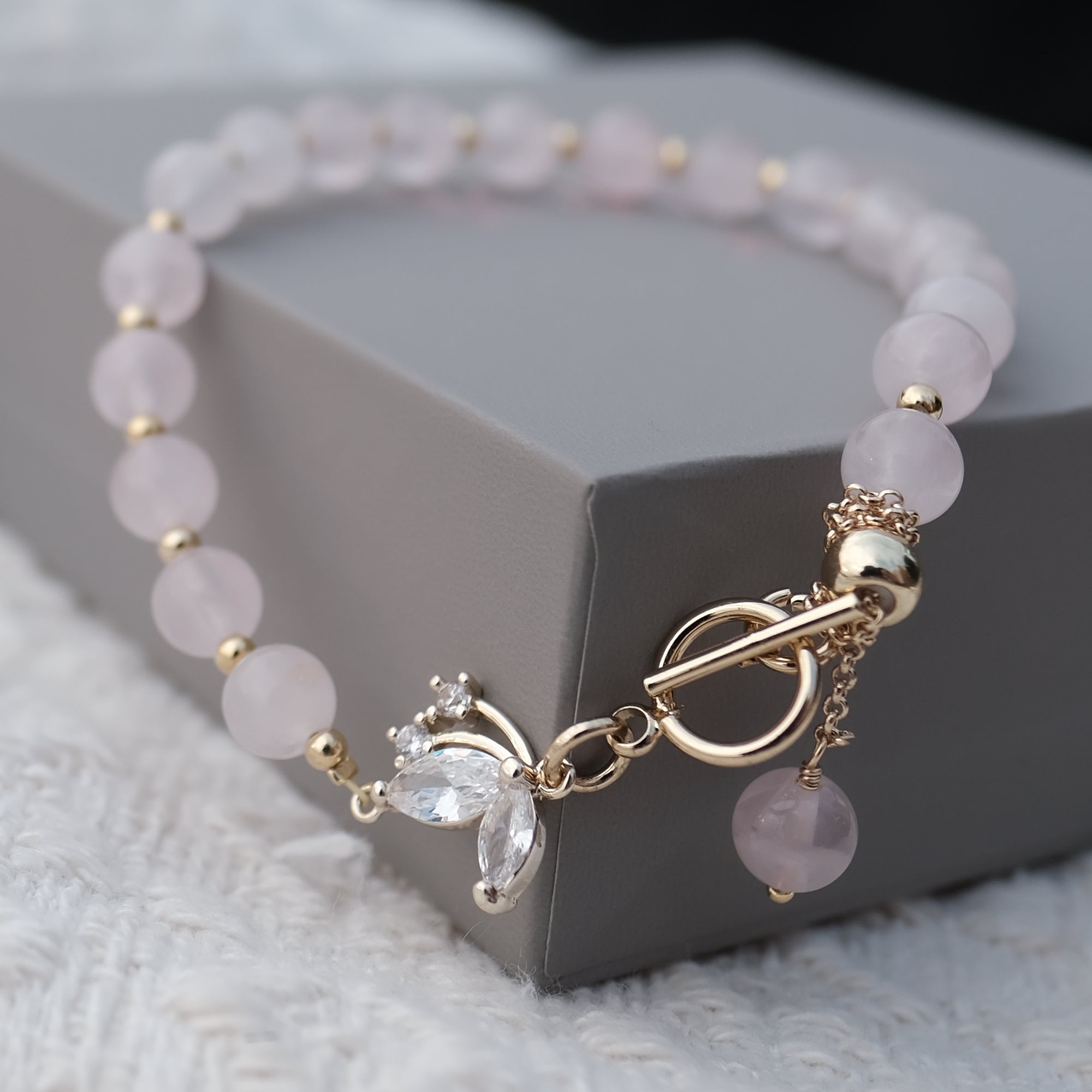 Rose Quartz Love Butterfly Crystal Bracelet