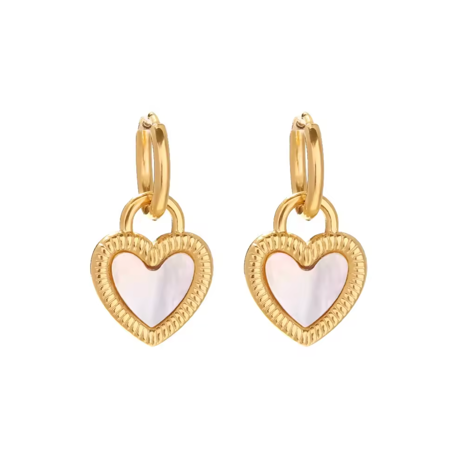 18k Gold Natural Shell Heart Earrings
