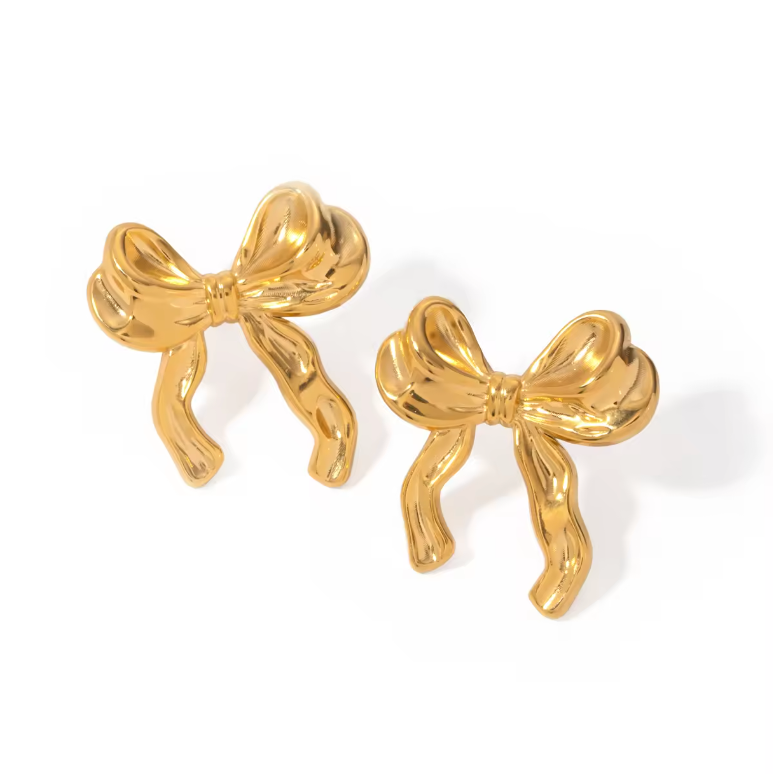 18k Gold Tiffany Ribbon Bow Earrings