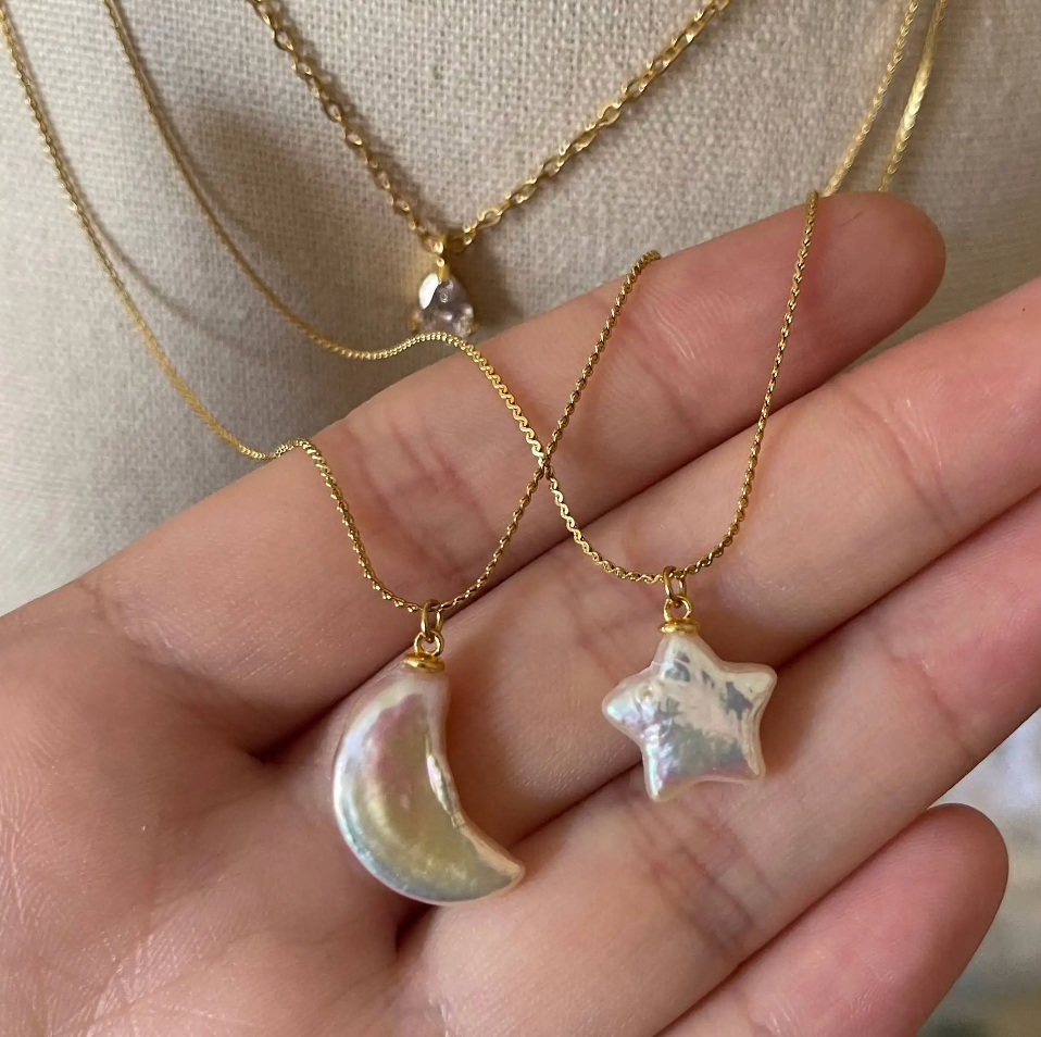 Pearl Moon & Star Necklace