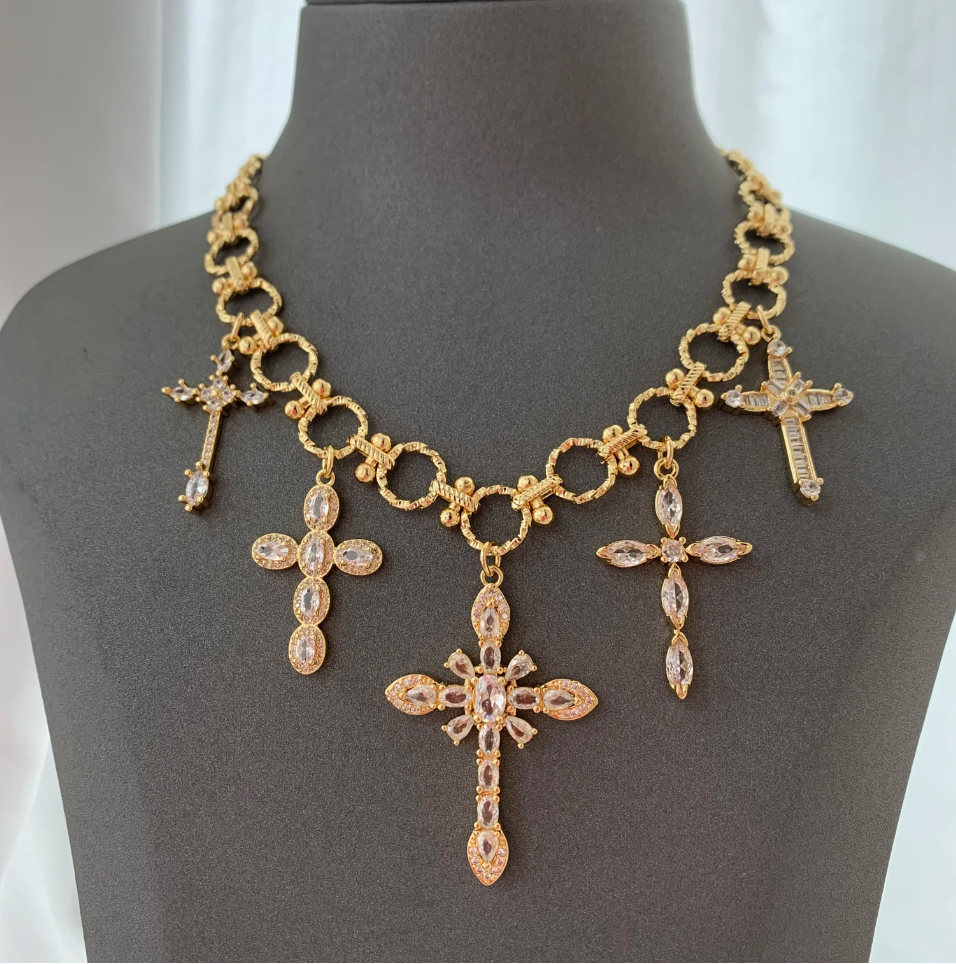 Gold Cross Charm Necklace
