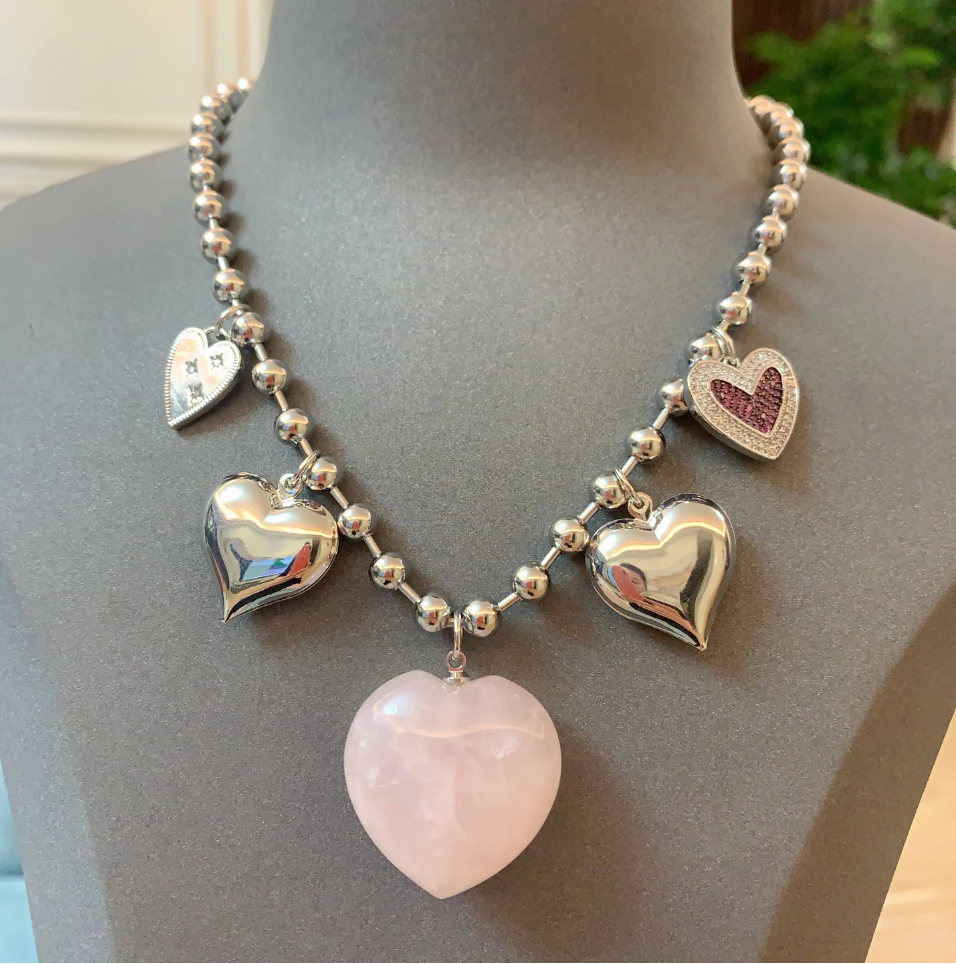 Rose Quartz Heart Charm Necklace