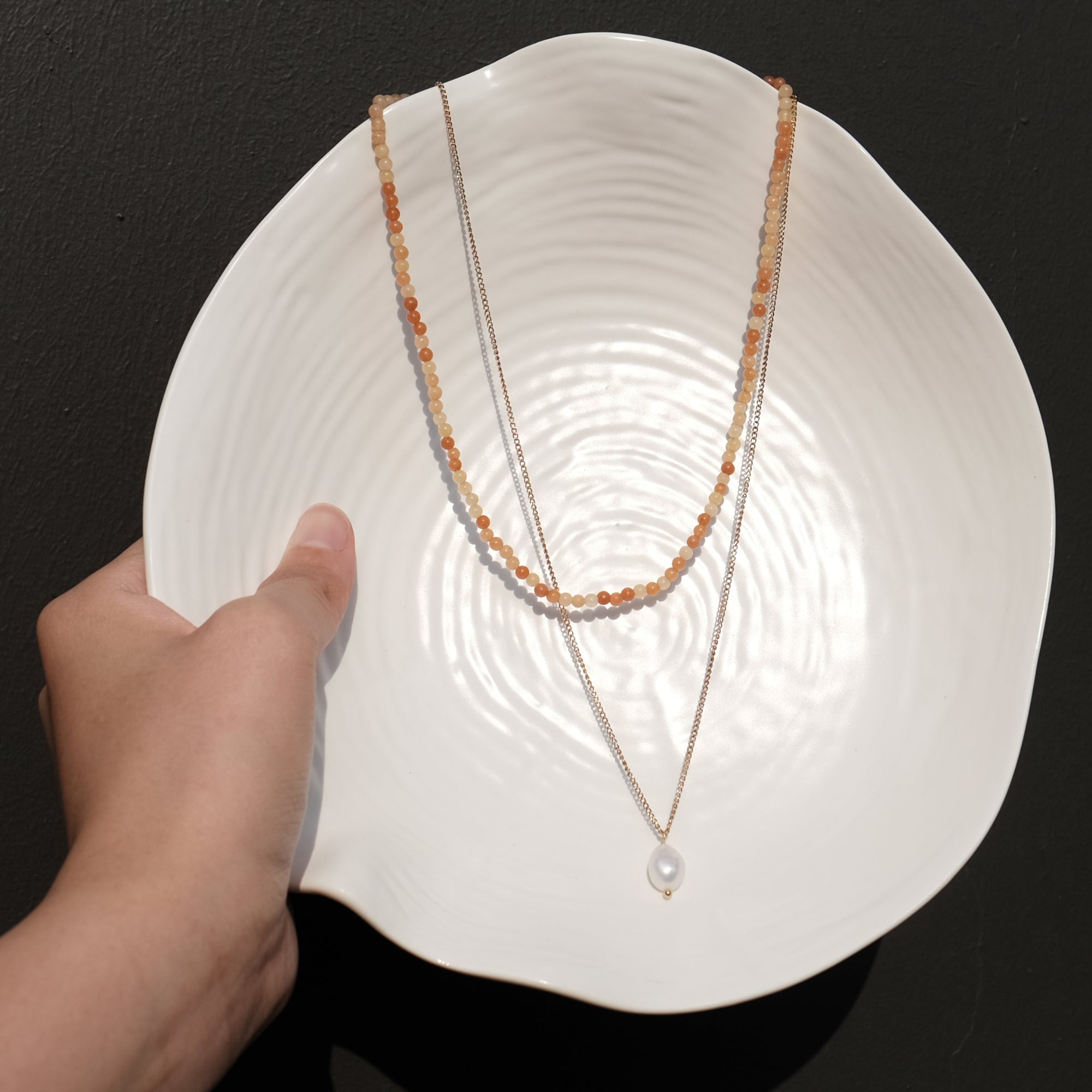 Crystal Pearl Necklace 2 in 1 Set