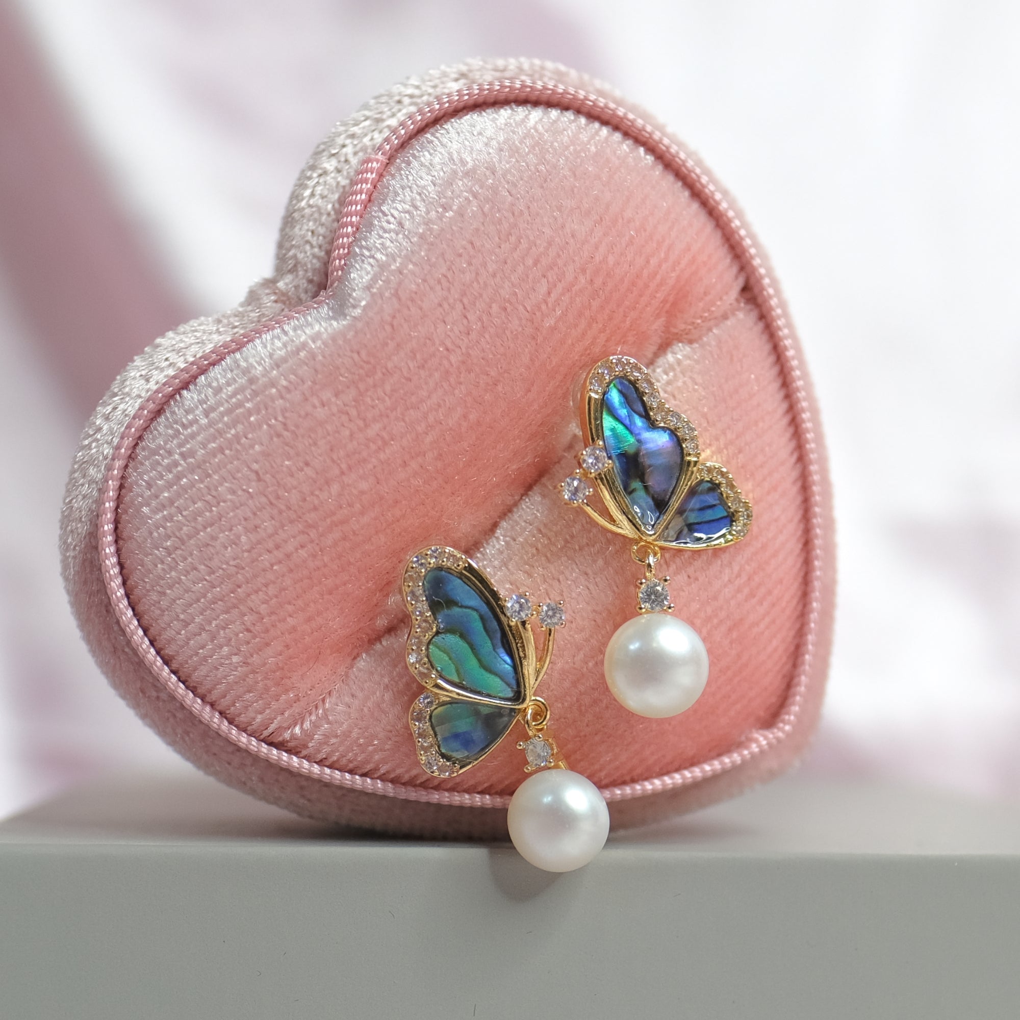 MOKMOK JEWELRY Limited Edition Real Freshwater Pearl Earrings -Mother of Pearl Abalone Shell 100% 925 Sterling Silver Earrings