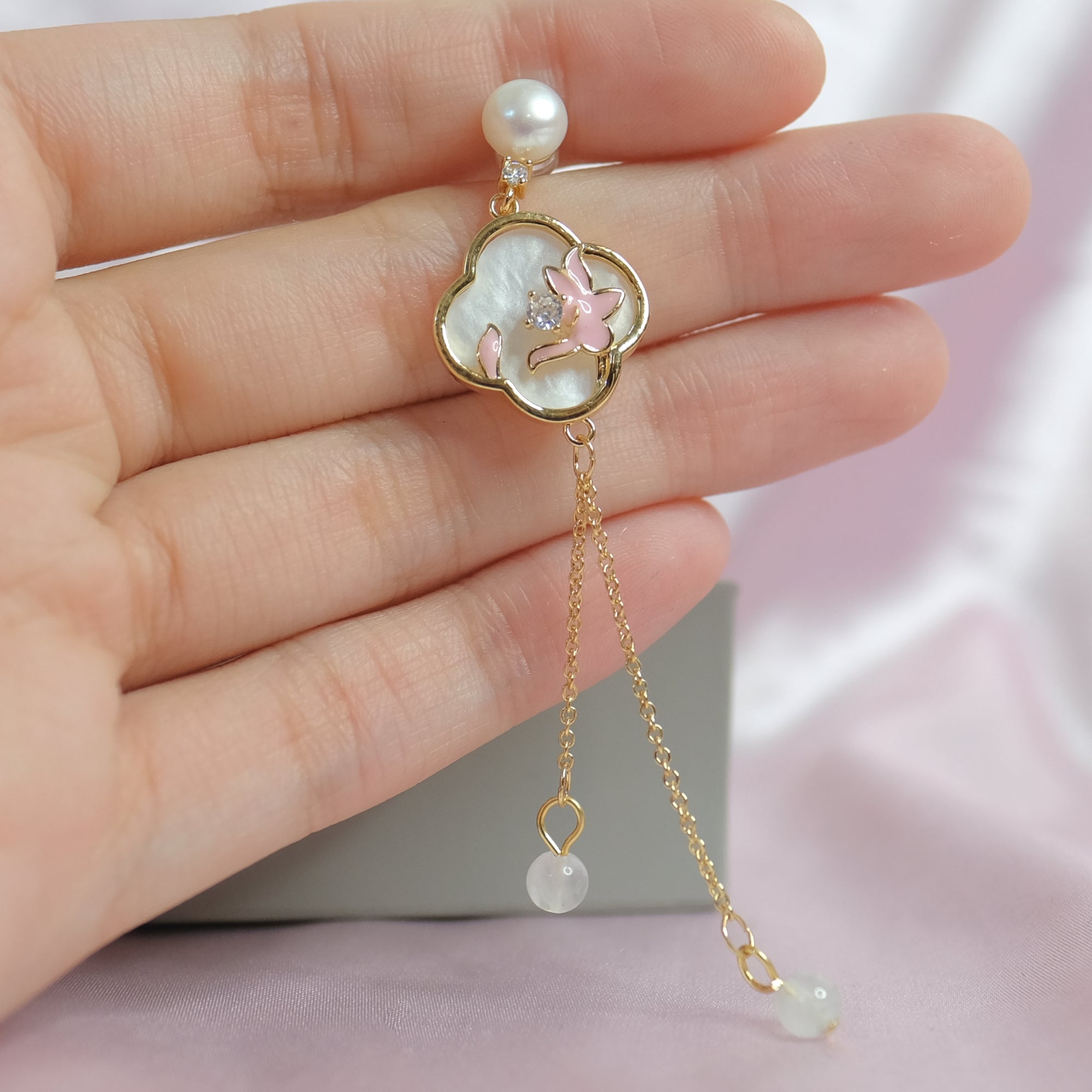 MOKMOK JEWELRY Limited Edition Real Freshwater Pearl Earrings -Mother of Pearl Abalone Shell 100% 925 Sterling Silver Earrings