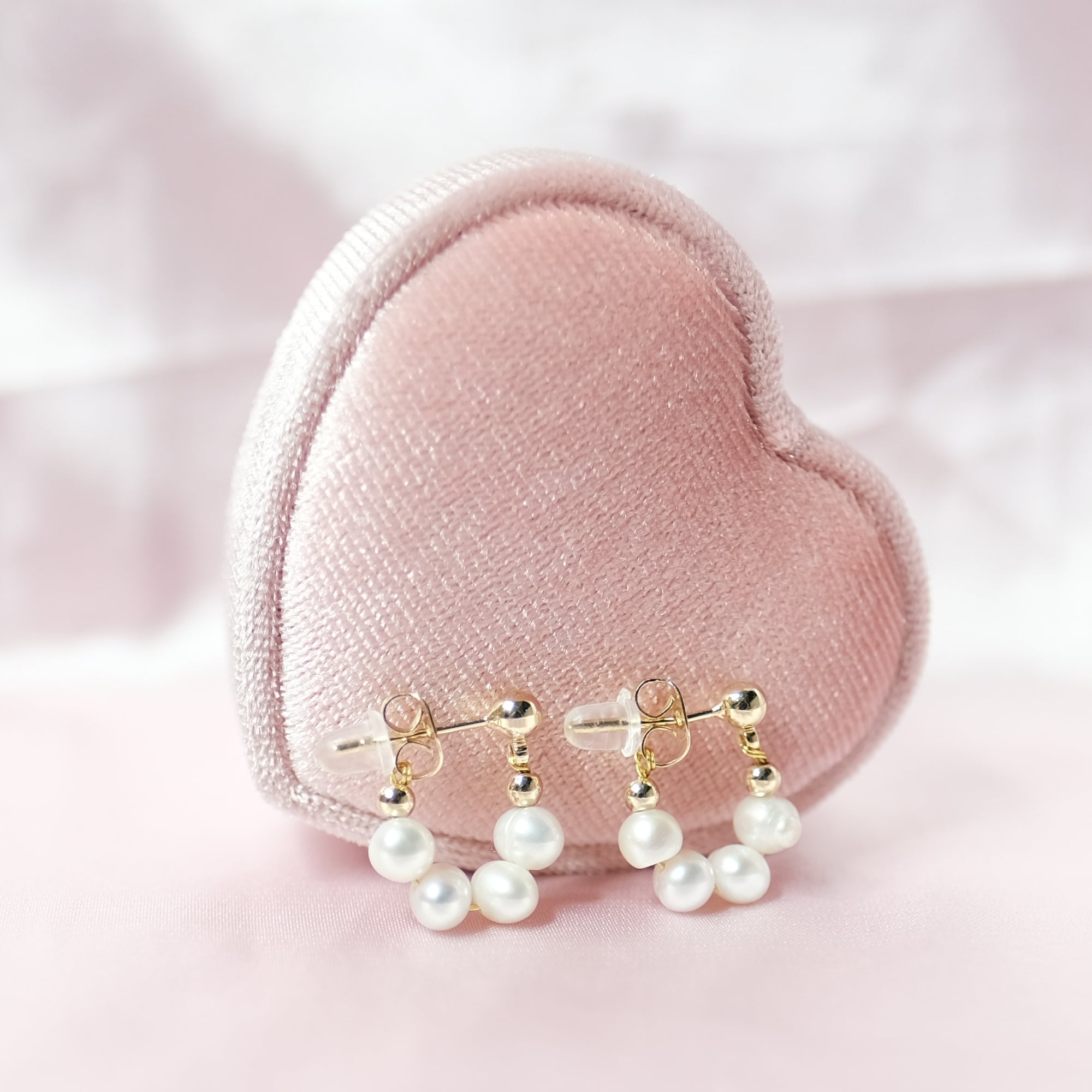 MOKMOK JEWELRY 100% 925 Sterling Silver Freshwater Pearl Elegant Earrings - 18k Gold Covered