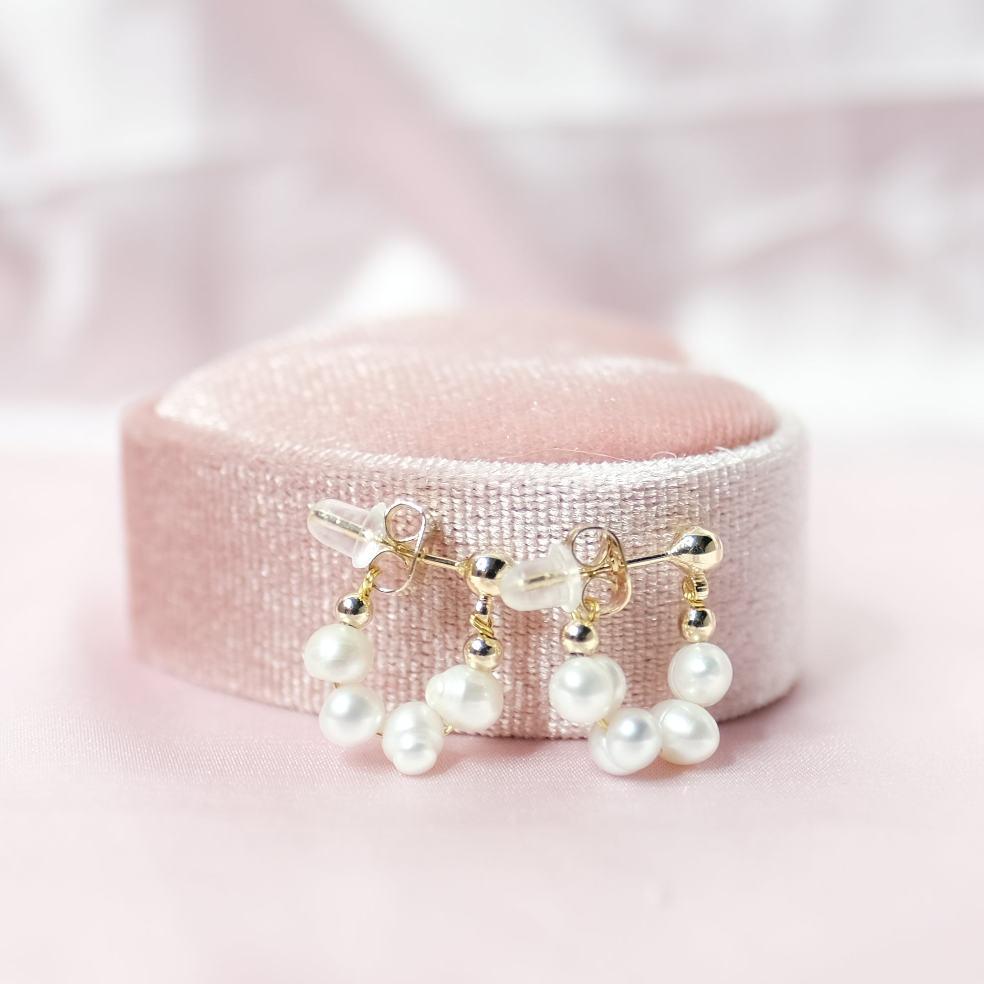 MOKMOK JEWELRY 100% 925 Sterling Silver Freshwater Pearl Elegant Earrings - 18k Gold Covered