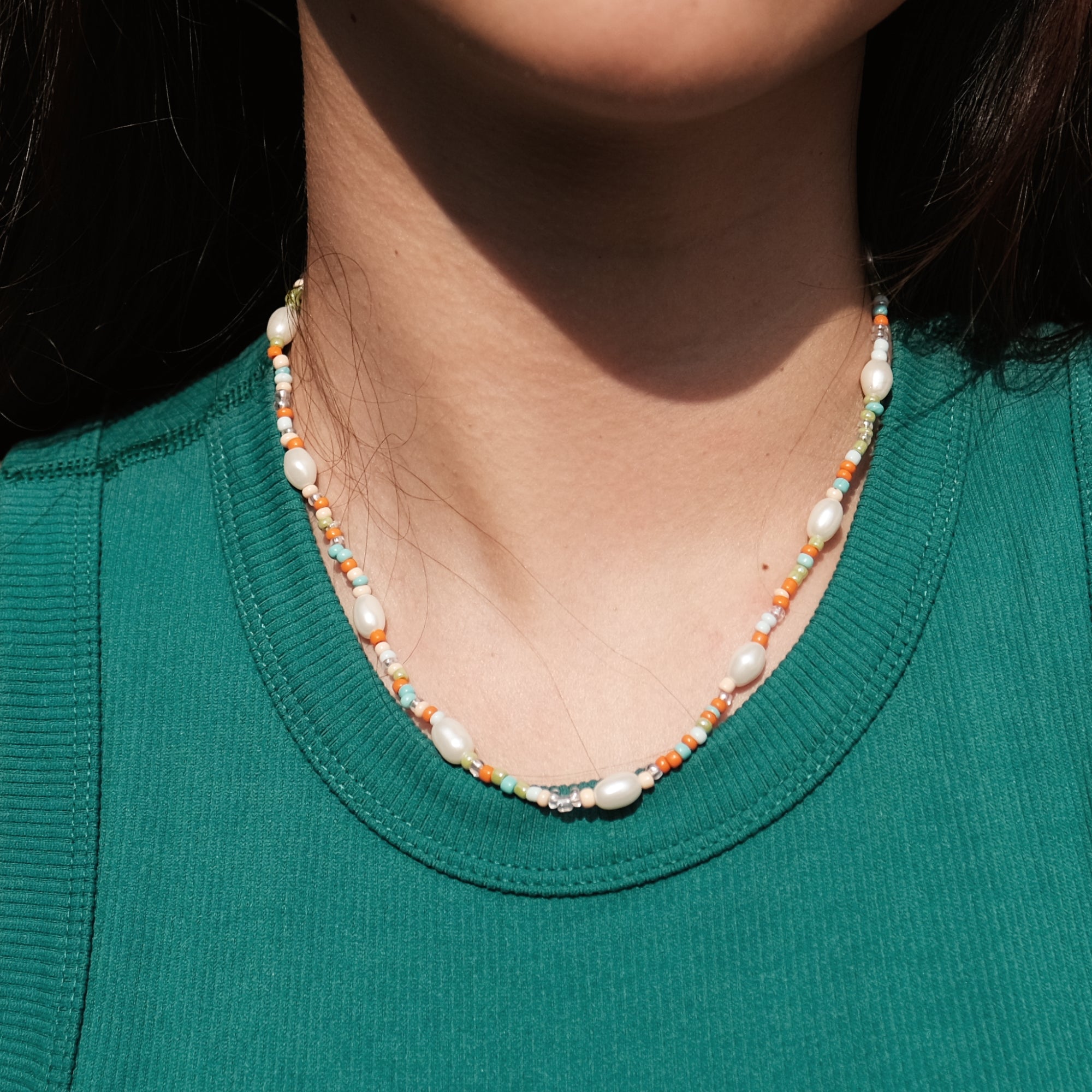 Bohemian Beaded Beachy Pearl Necklace