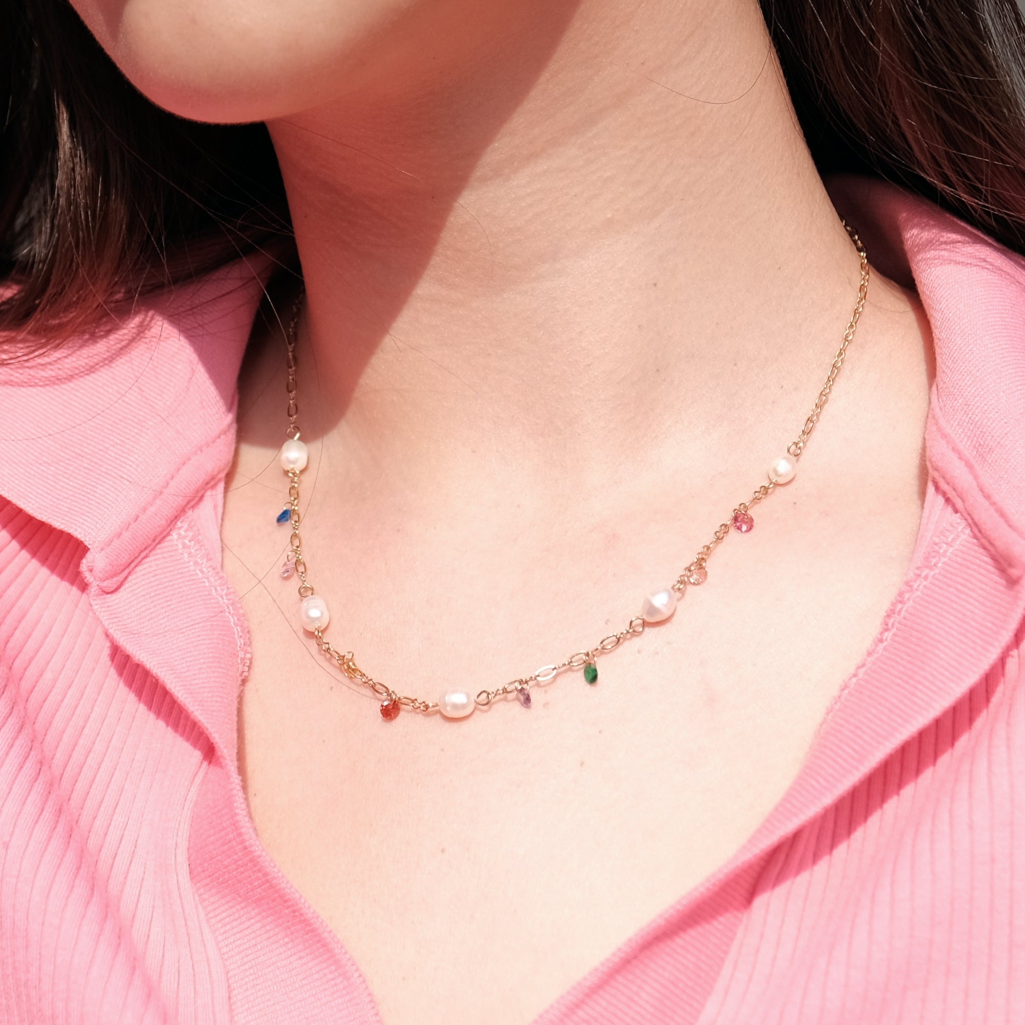 Pearl Rainbow Diamond Necklace
