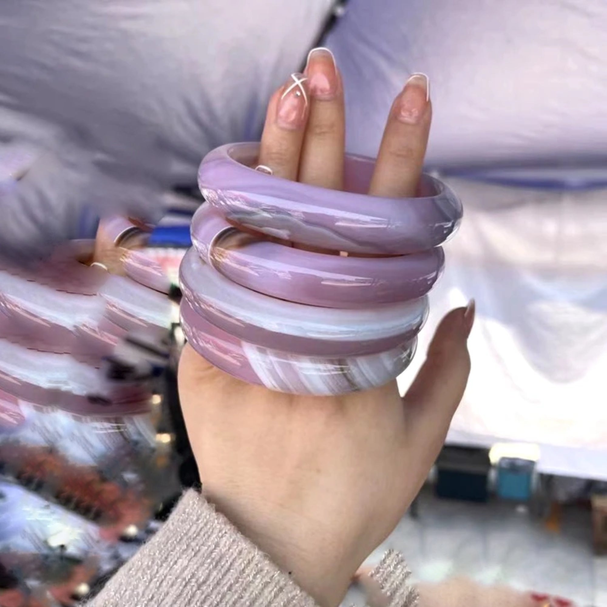 Lavender Purple Jade Bangle + Free jade ring