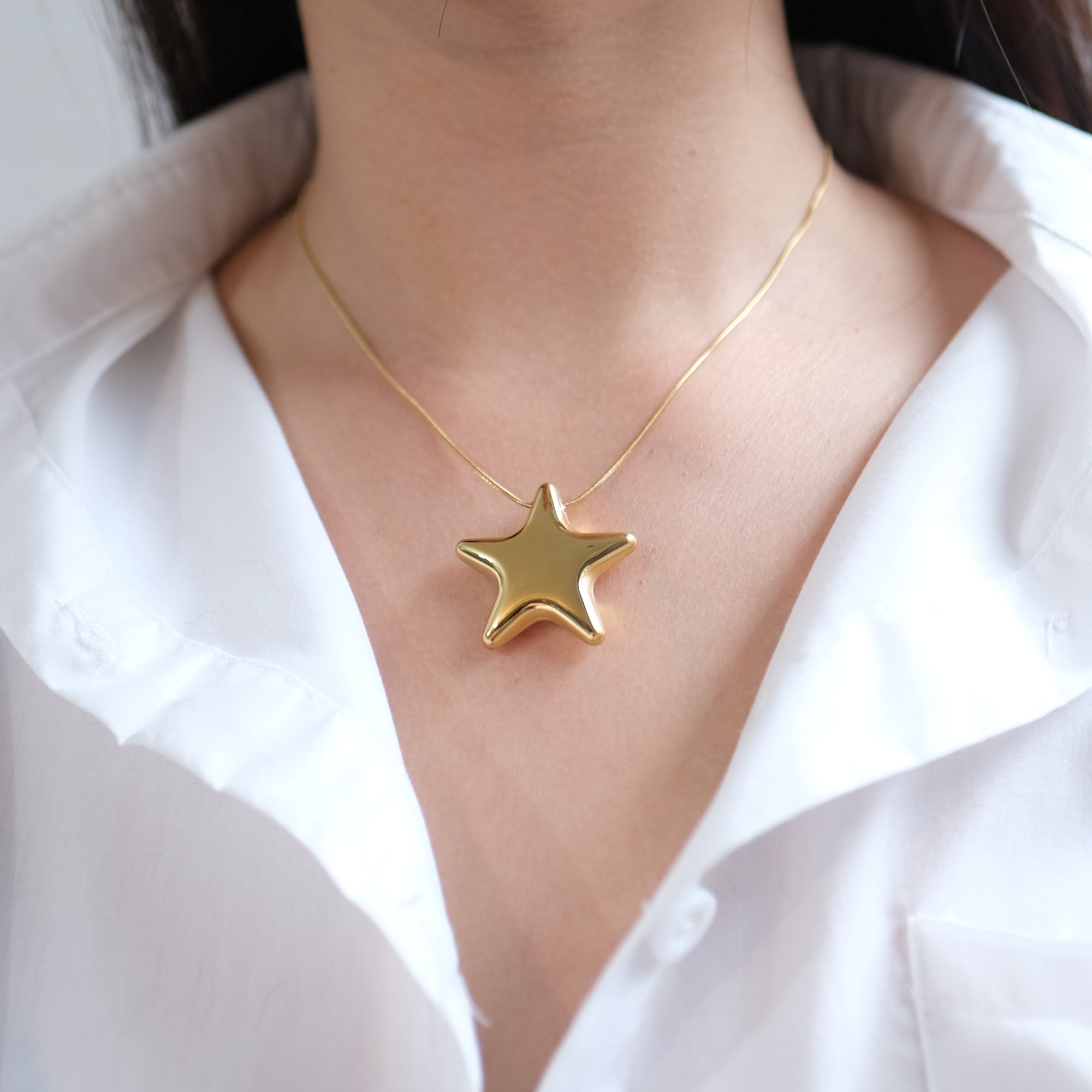 18k Gold Star Statement Necklace