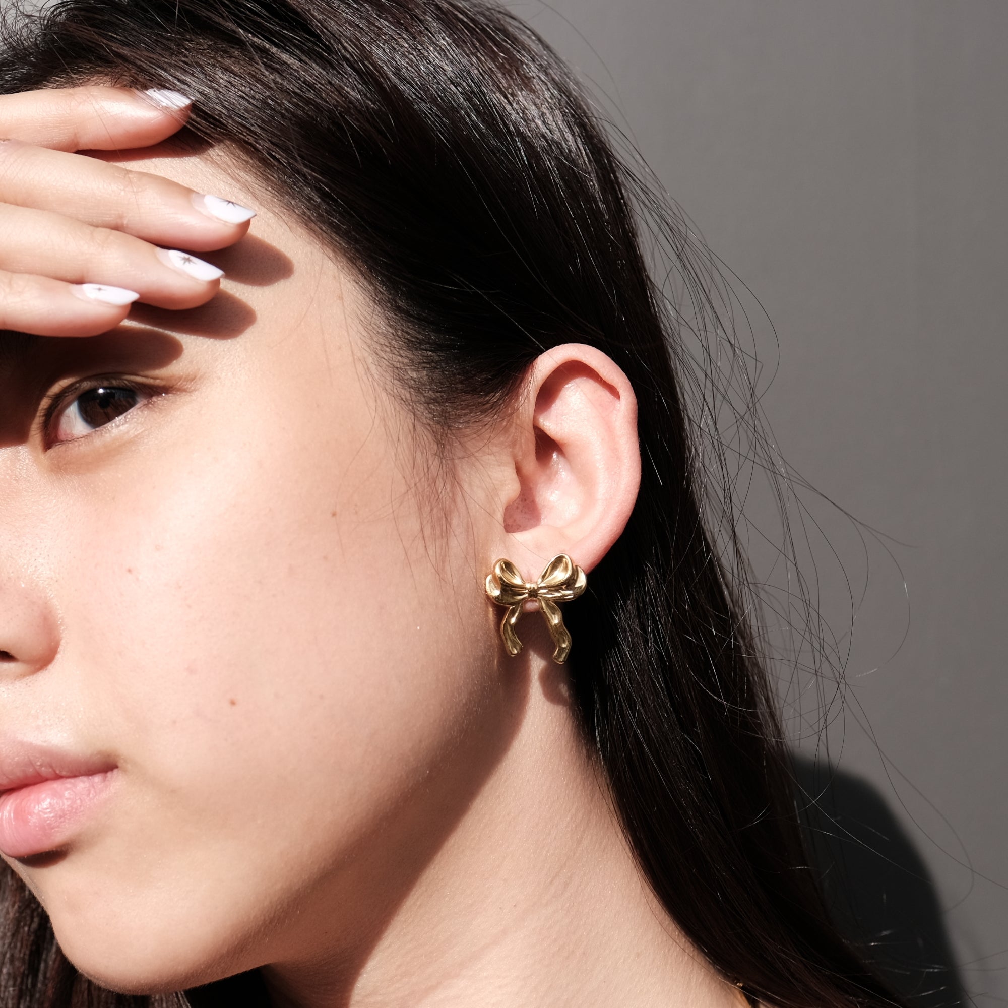 18k Gold Tiffany Ribbon Bow Earrings