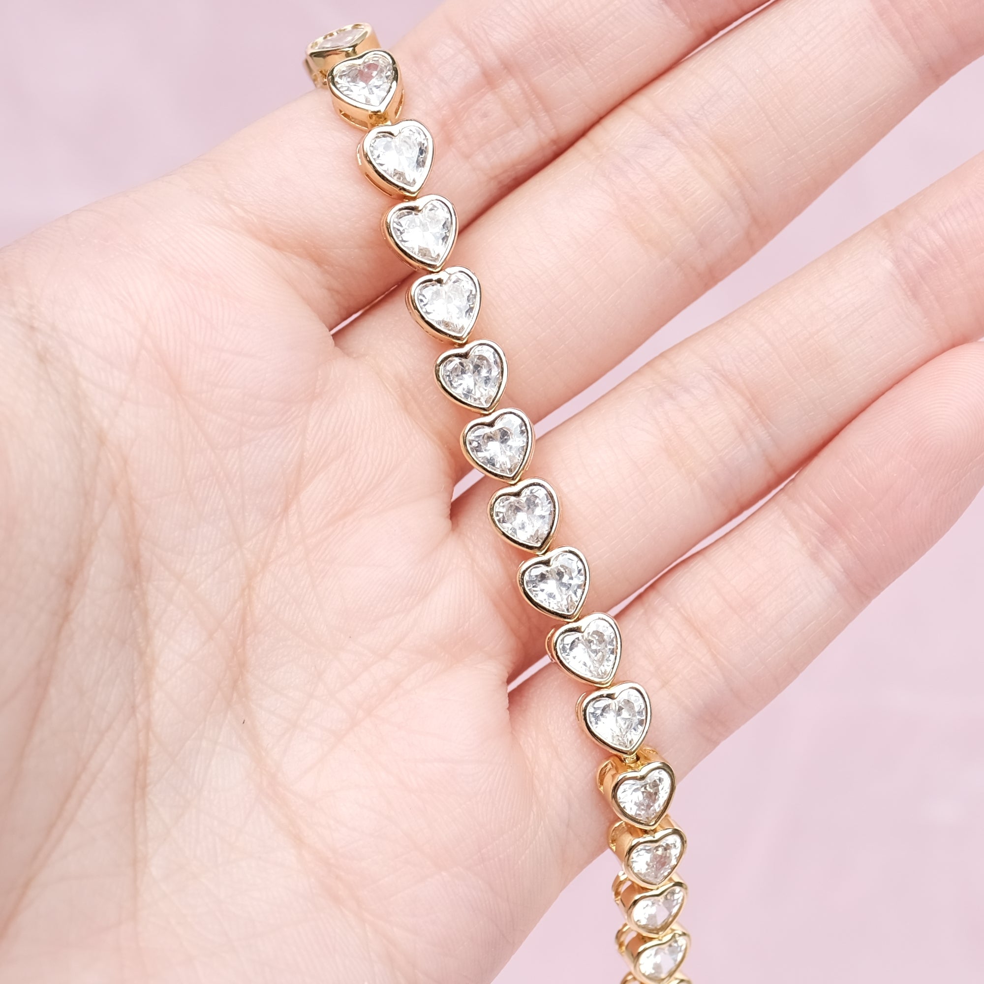 LIMITED EDITION Heart Diamond 5mm Tennis Bracelet 15cm