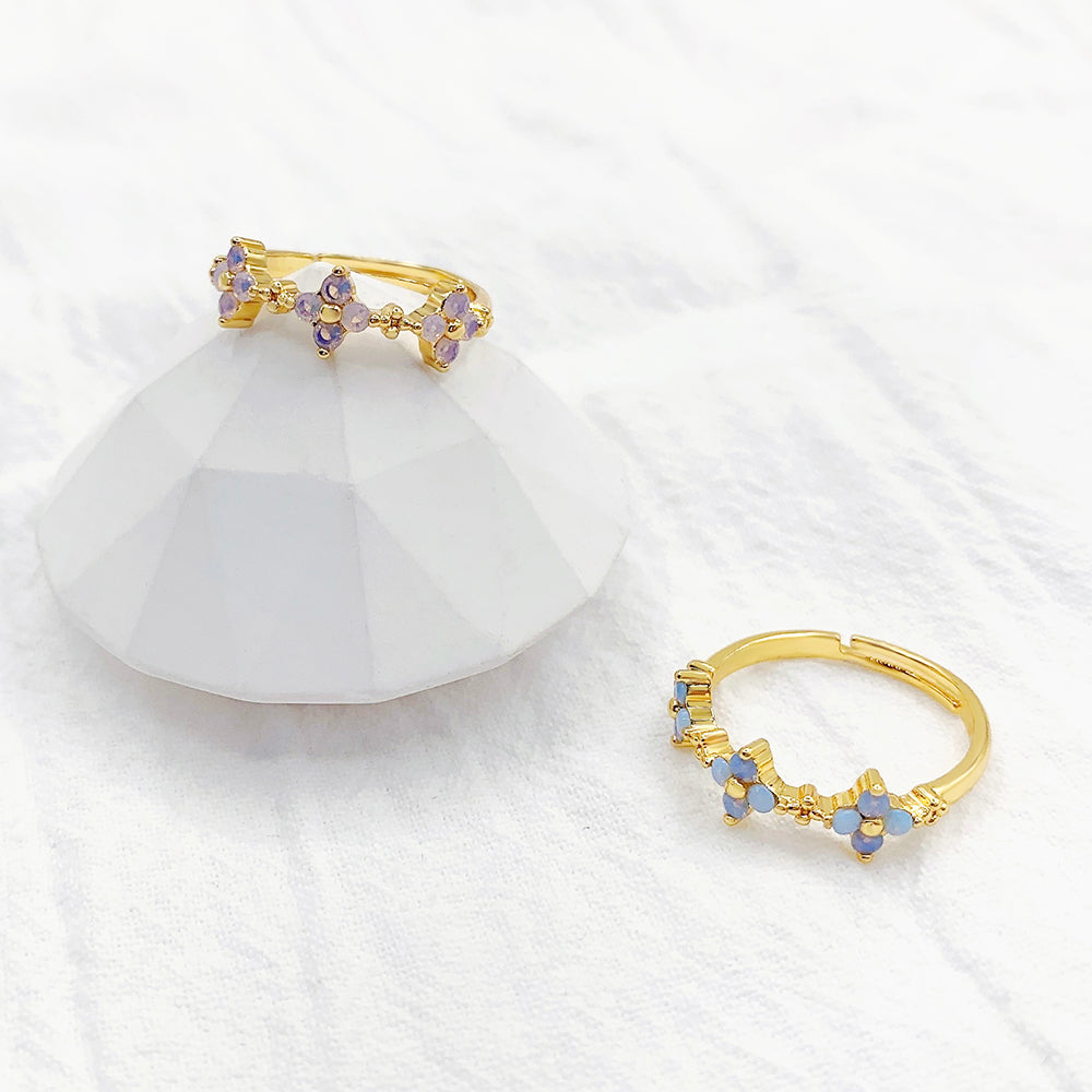Pink & Blue Opal Ring (set of 2)