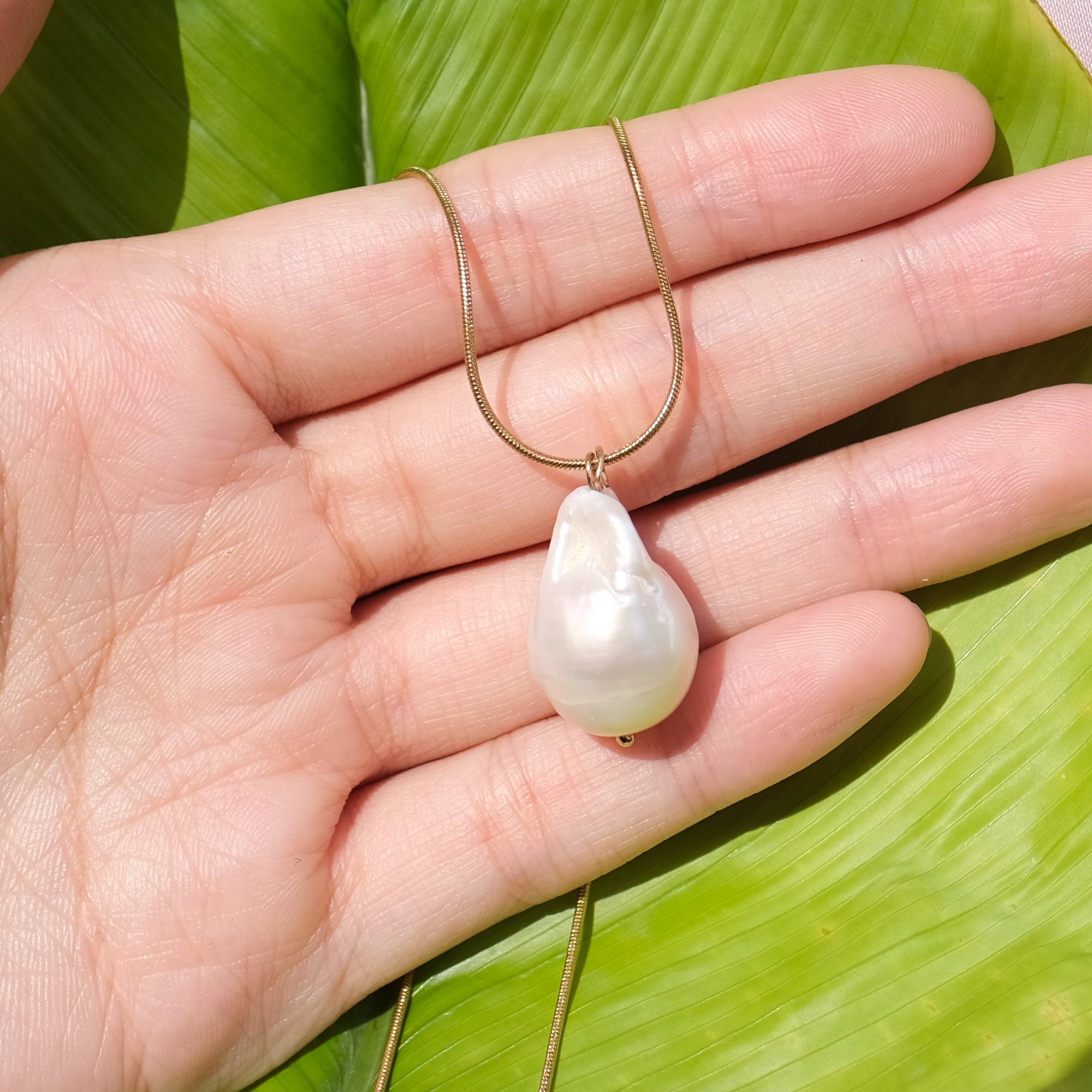 Natural White Baroque High Luster Pearl Necklace