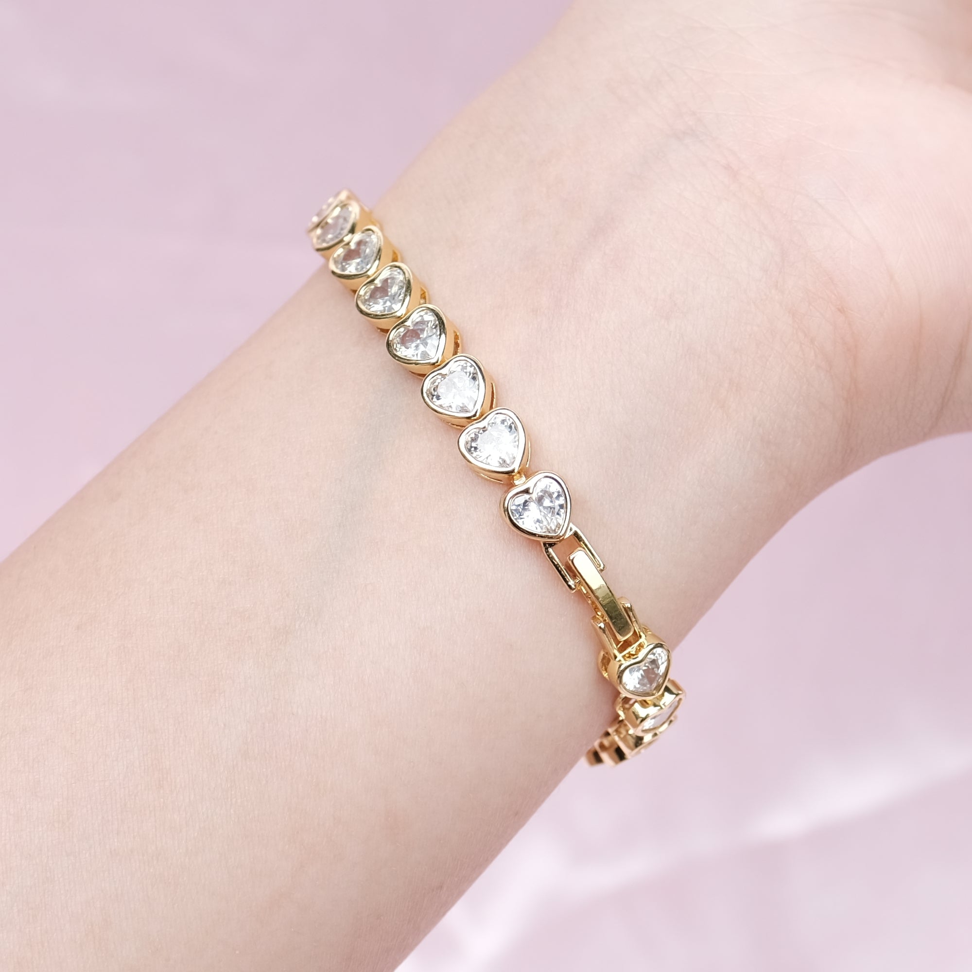 LIMITED EDITION Heart Diamond 5mm Tennis Bracelet 15cm