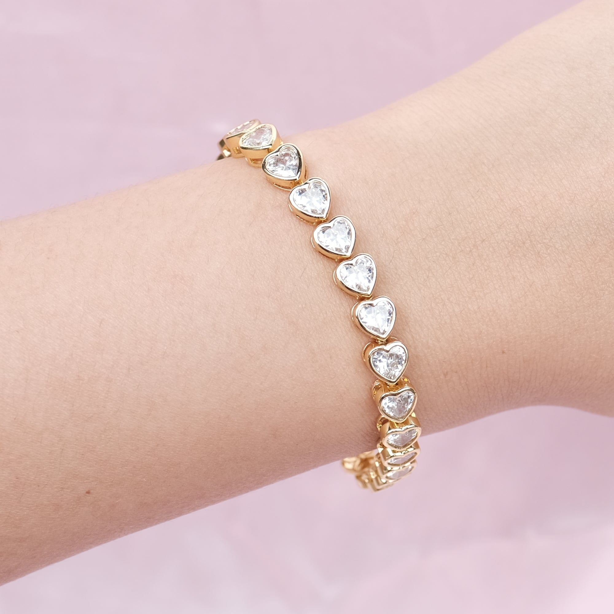 LIMITED EDITION Heart Diamond 5mm Tennis Bracelet 15cm