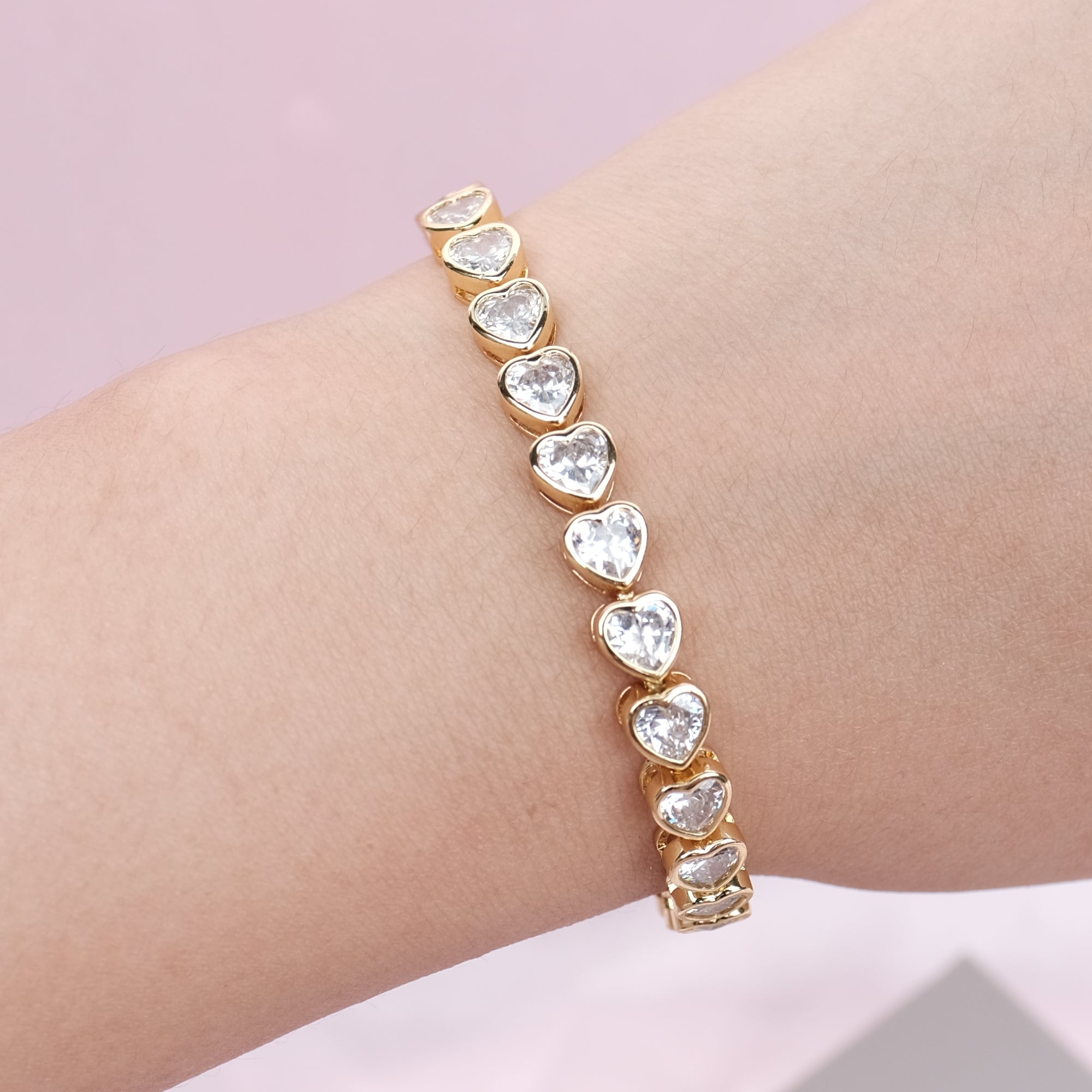 LIMITED EDITION Heart Diamond 5mm Tennis Bracelet 15cm