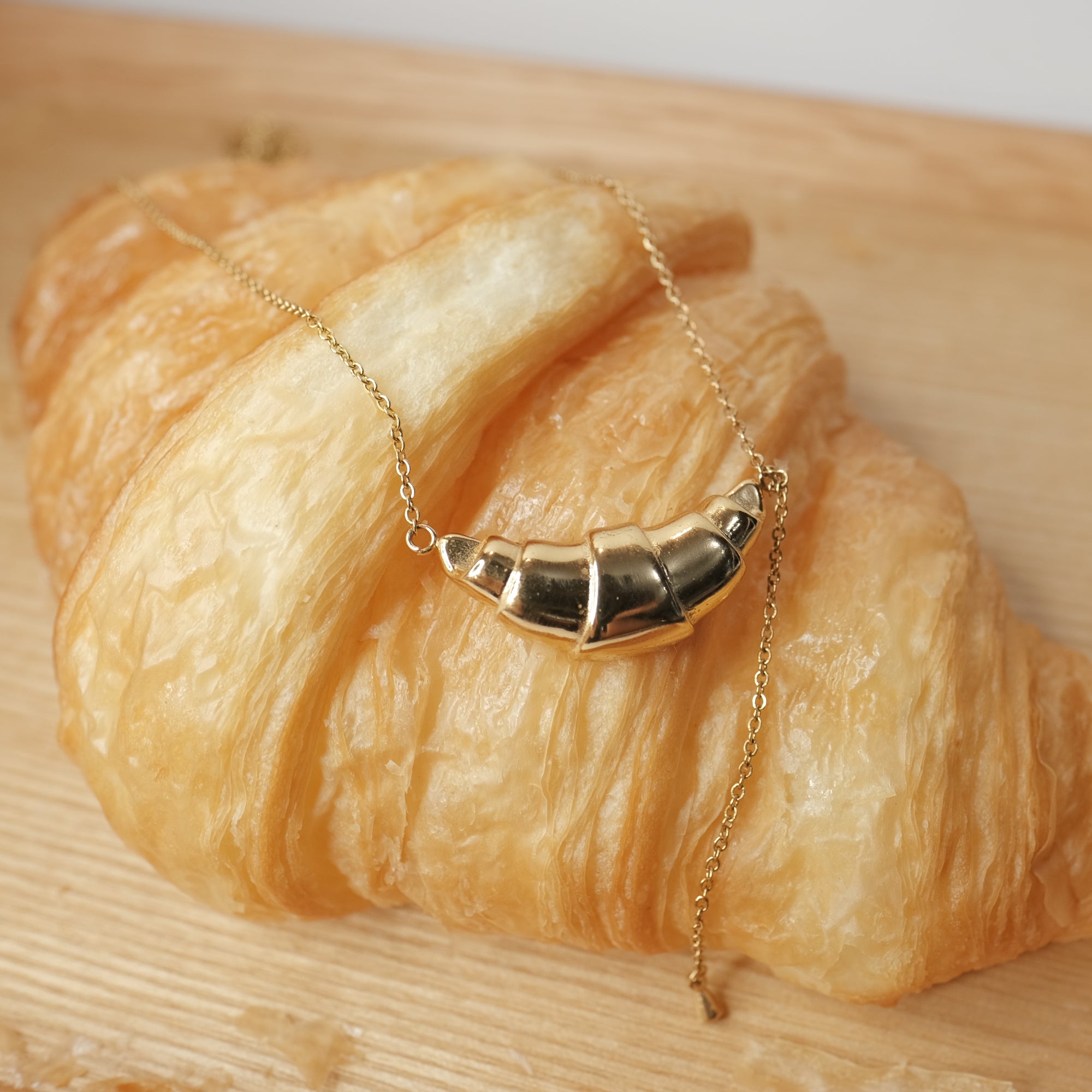 Buttery Gold Croissant Necklace + FREE Croissant Ring